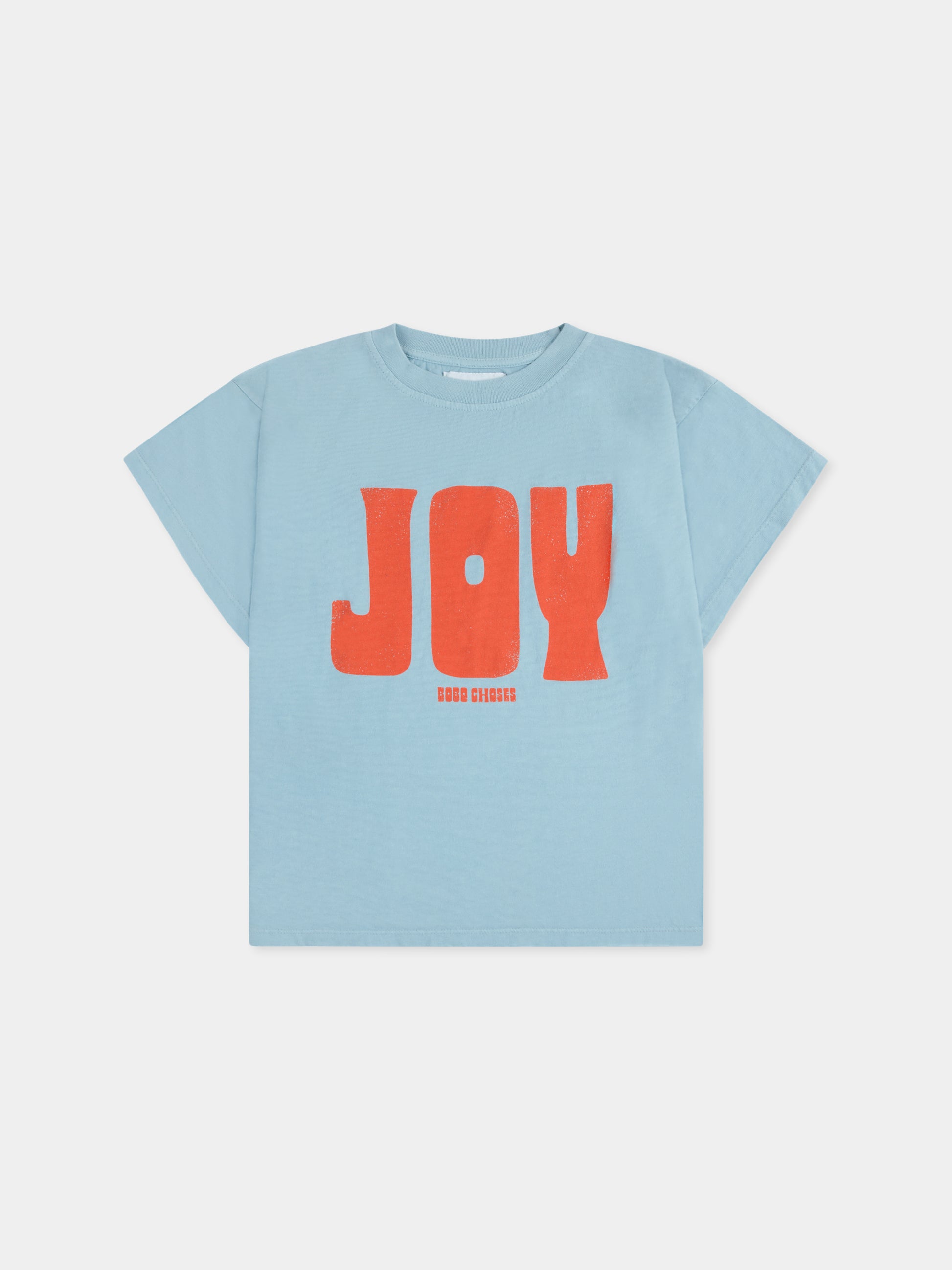 T-shirt celeste per bambini con scritta Joy,Bobo Choses,B125AC010