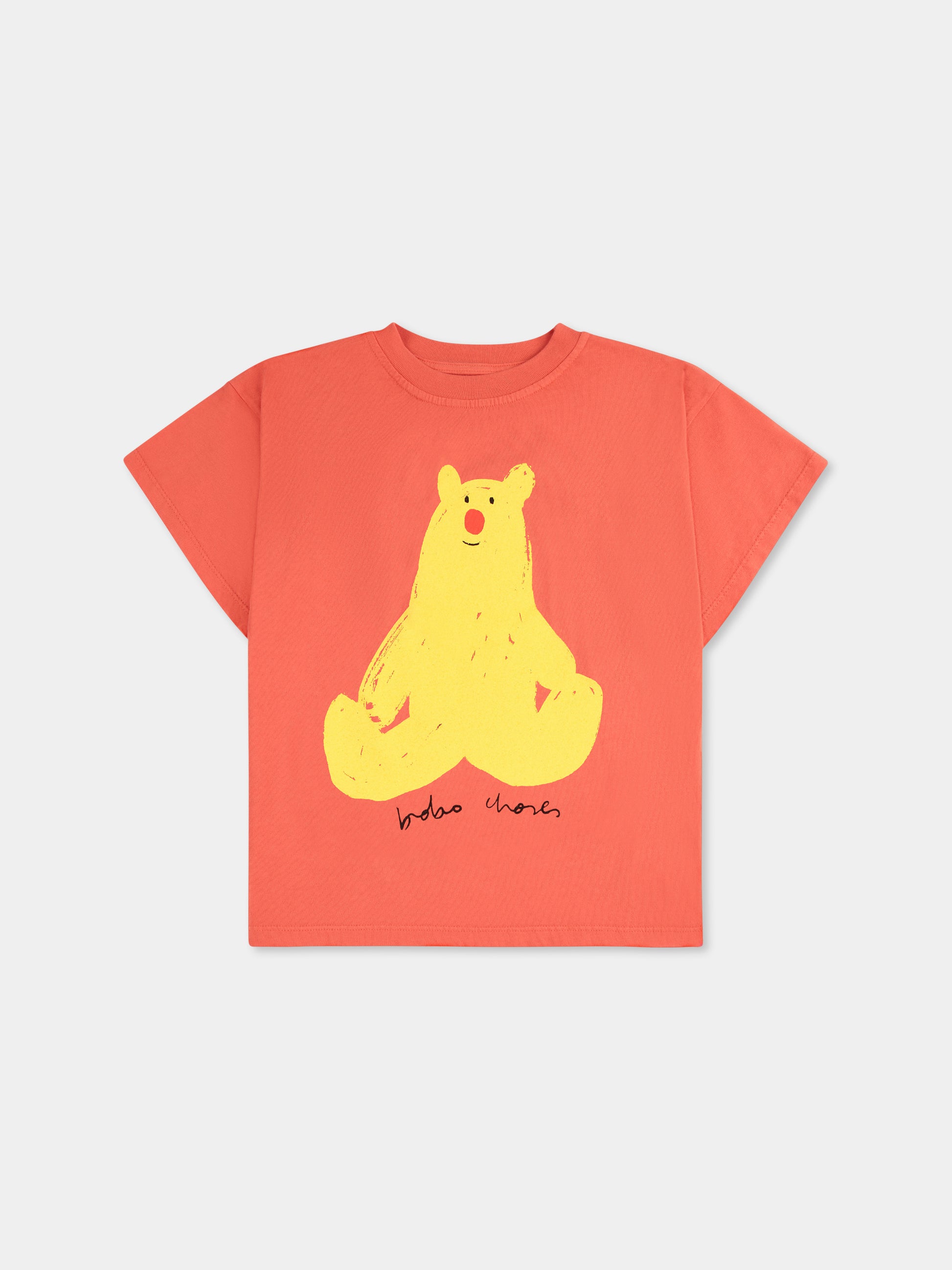 T-shirt rossa per bambini con orso,Bobo Choses,B125AC011