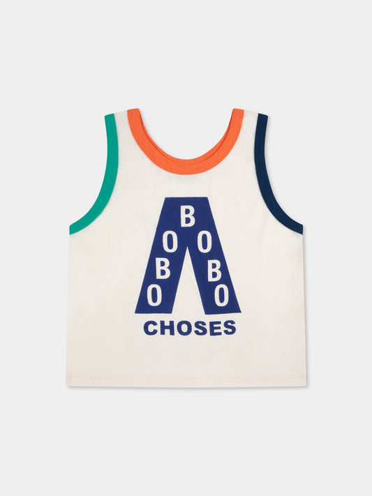 Ivory tank top for kids with logo