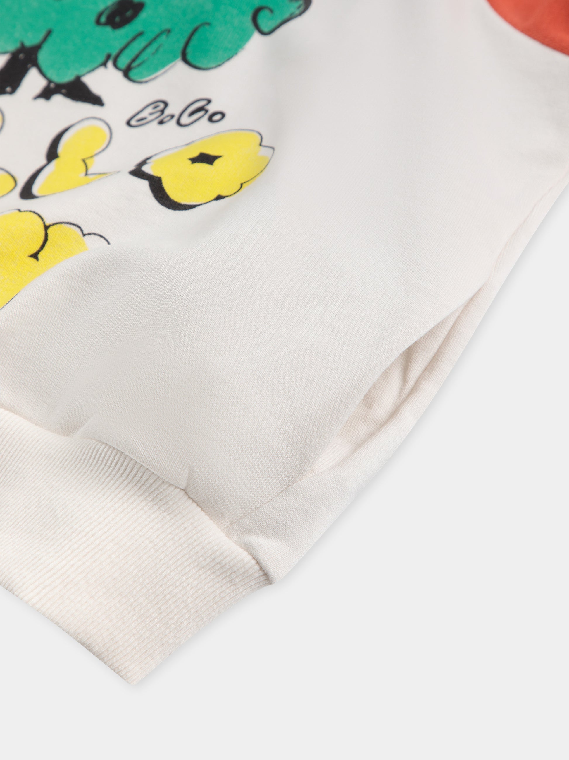 Felpa bianca per bambini con scritta e stampa,Bobo Choses,B125AC044