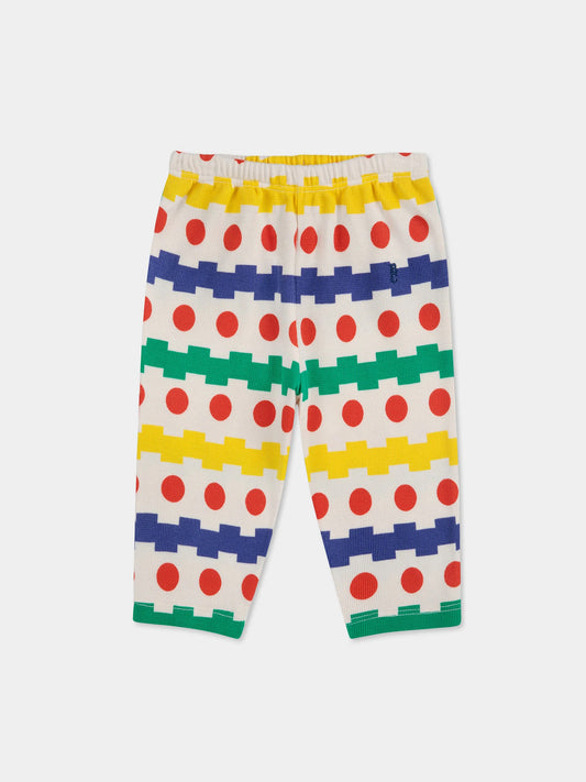 White trousers for baby kds with geometric print