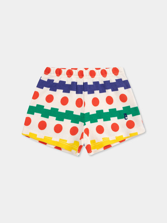 Shorts bianchi per neonati con stampa geometrica all over,Bobo Choses,B125AB041