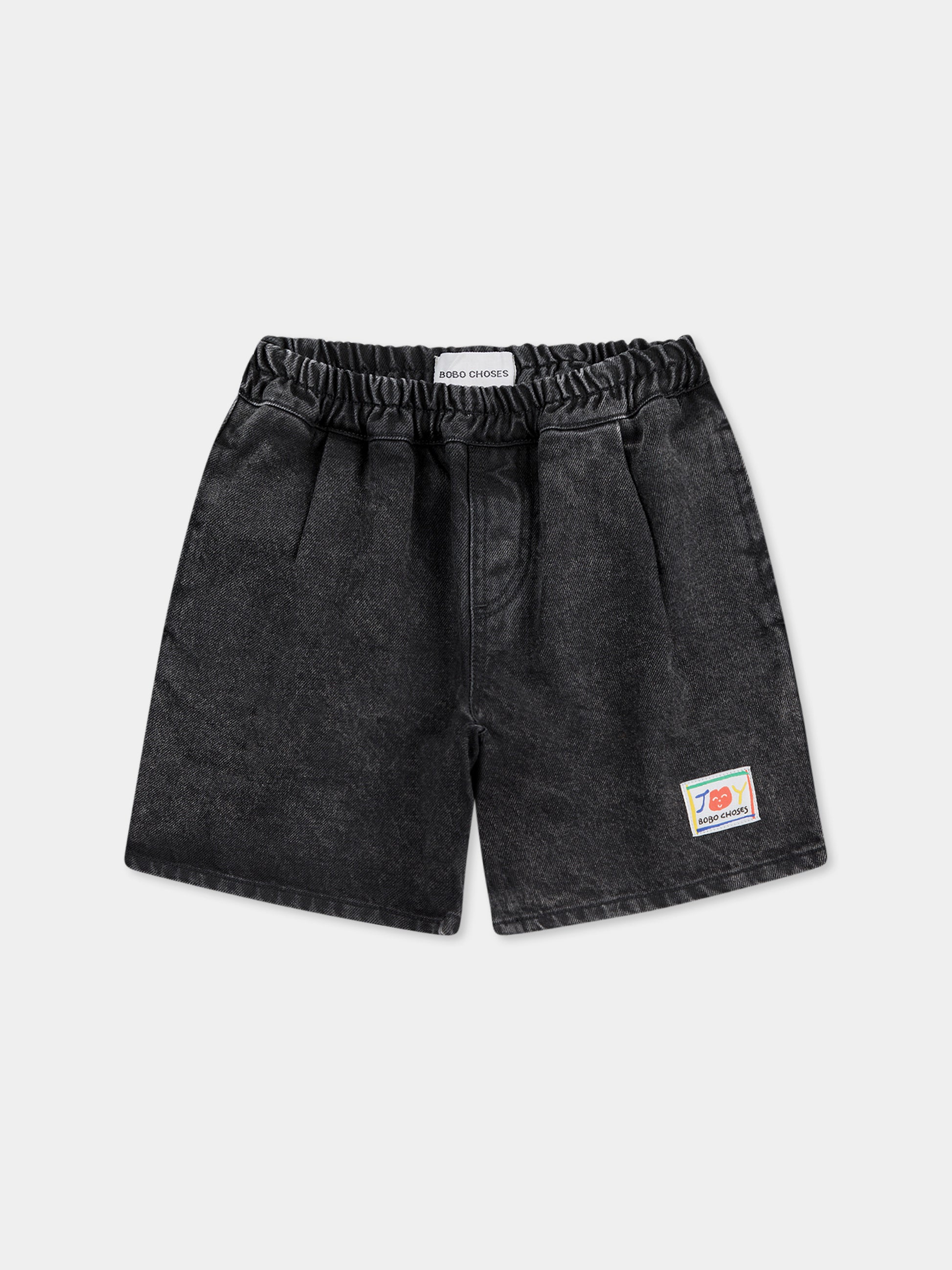 Shorts neri per bambini con patch,Bobo Choses,B125AC058