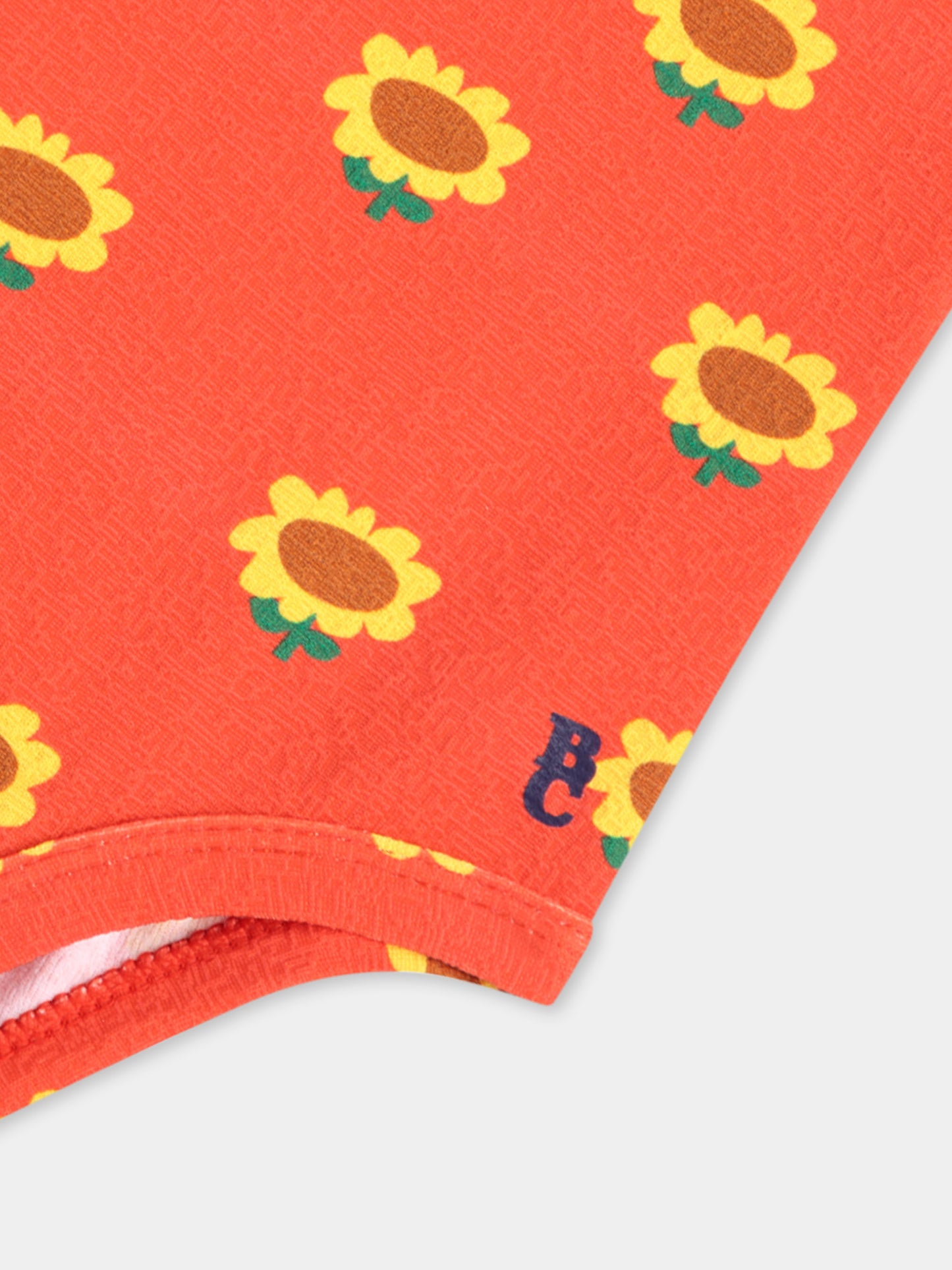 Costume intero rosso per neonata con girasoli all over,Bobo Choses,B125AB095