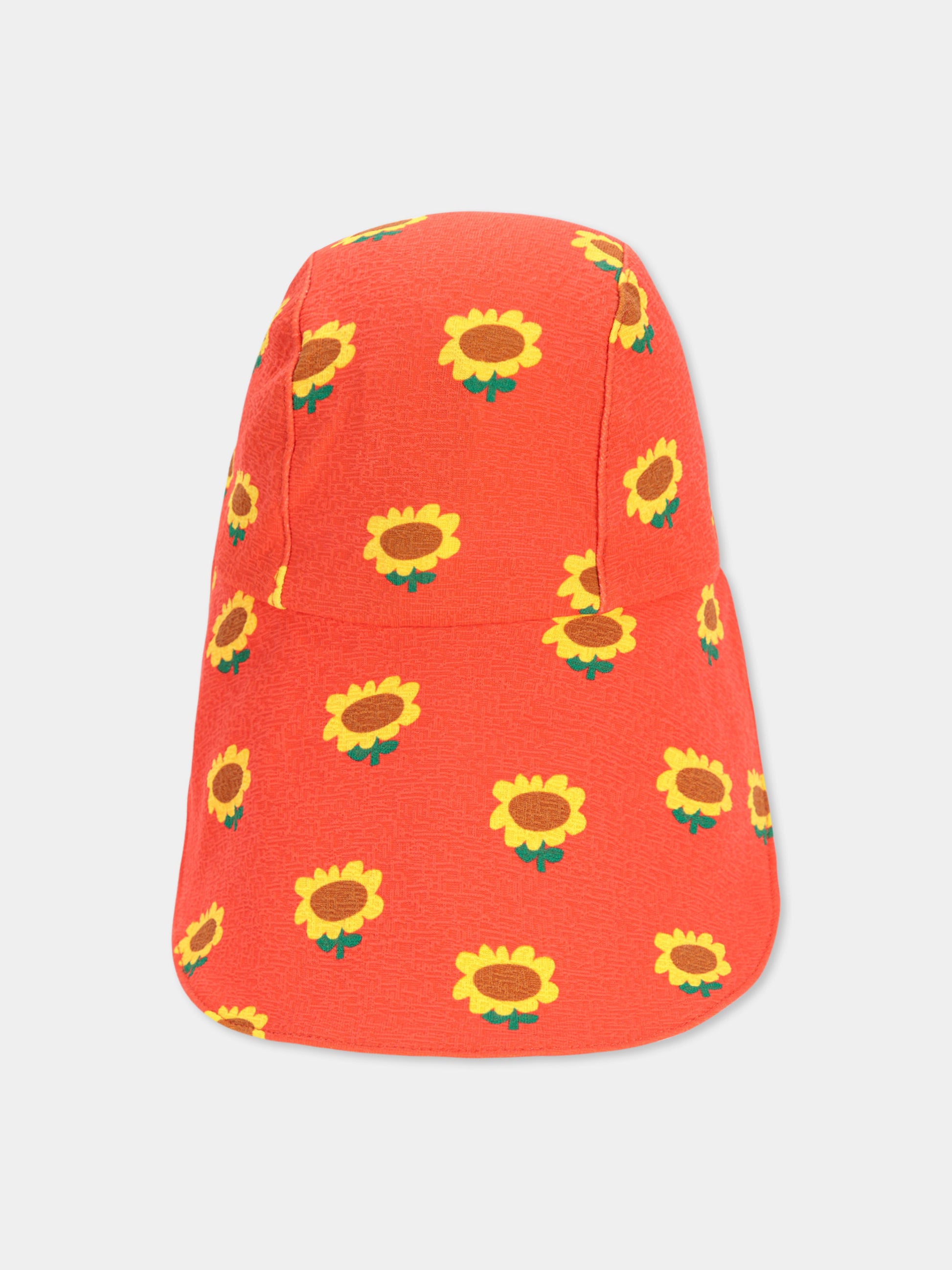 Cappello rosso per bambina con girasoli all over,Bobo Choses,B125AI020