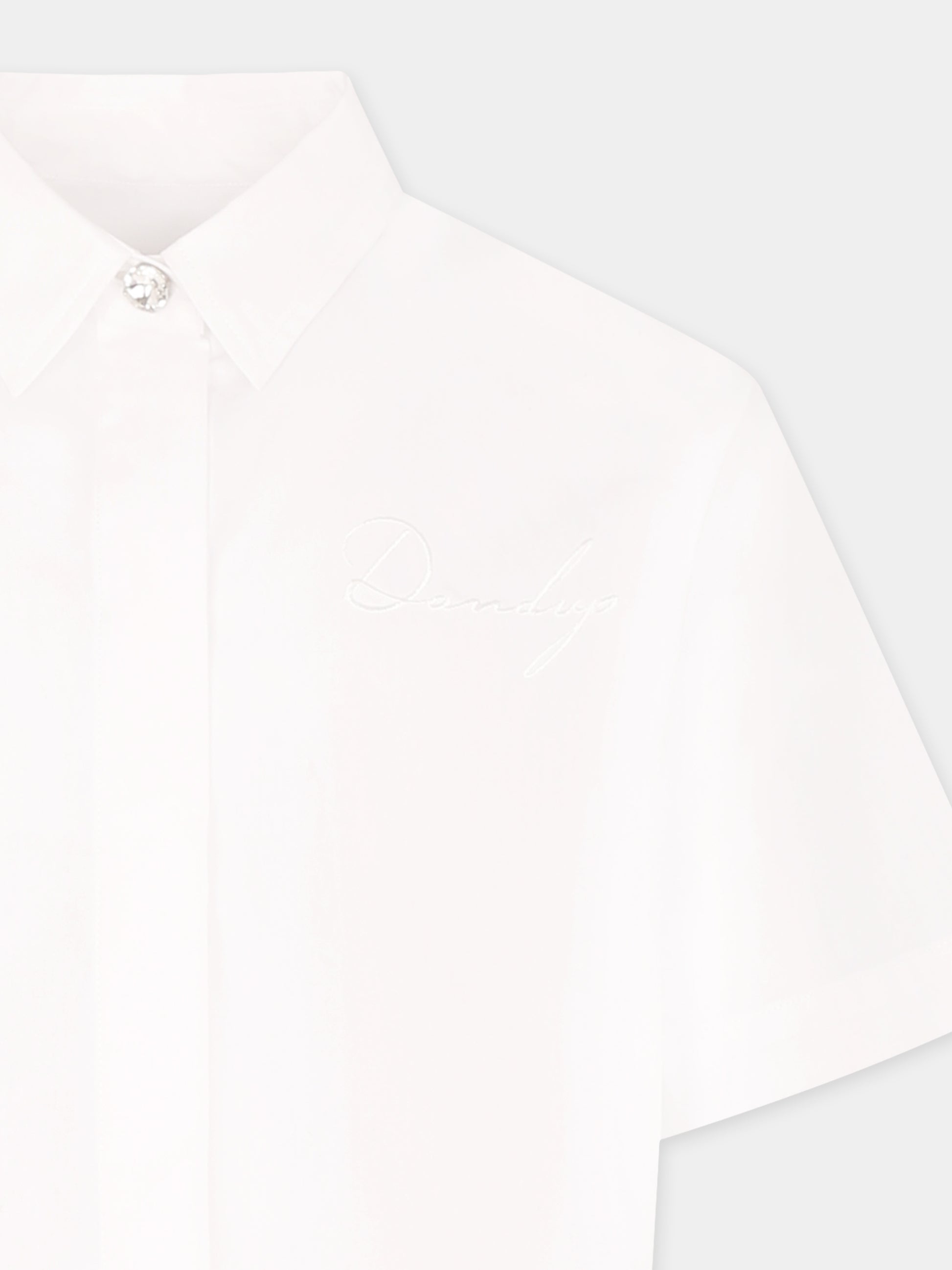 Camicia crop bianca per bambina con logo,Dondup Kids,DFCA033 0 CF026 B000