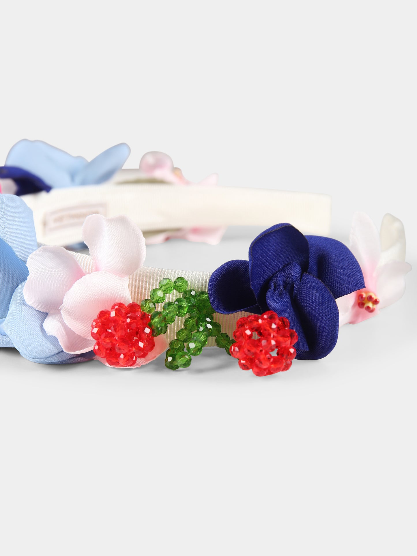 Cerchietto multicolor per bambina con fiori e ciliegie,Monnalisa,19E015 5077 0084