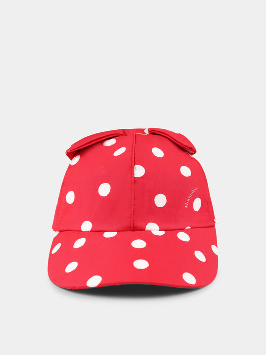 Cappello rosso per neonata con pois all over,Monnalisa,39E005 5601 4499
