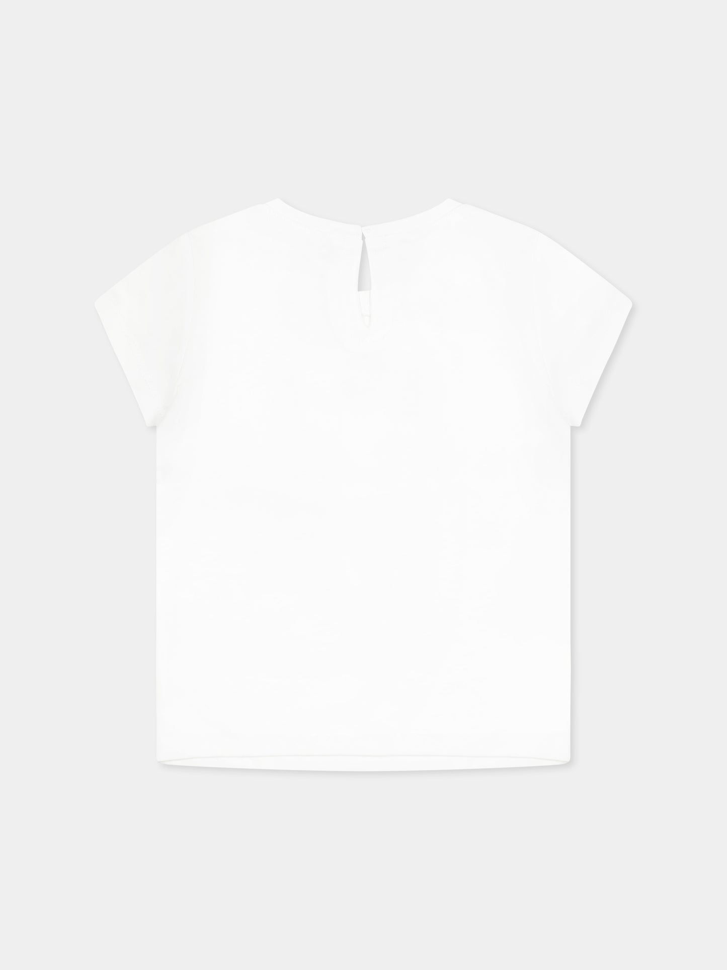 White t-shirt for baby girl with cat