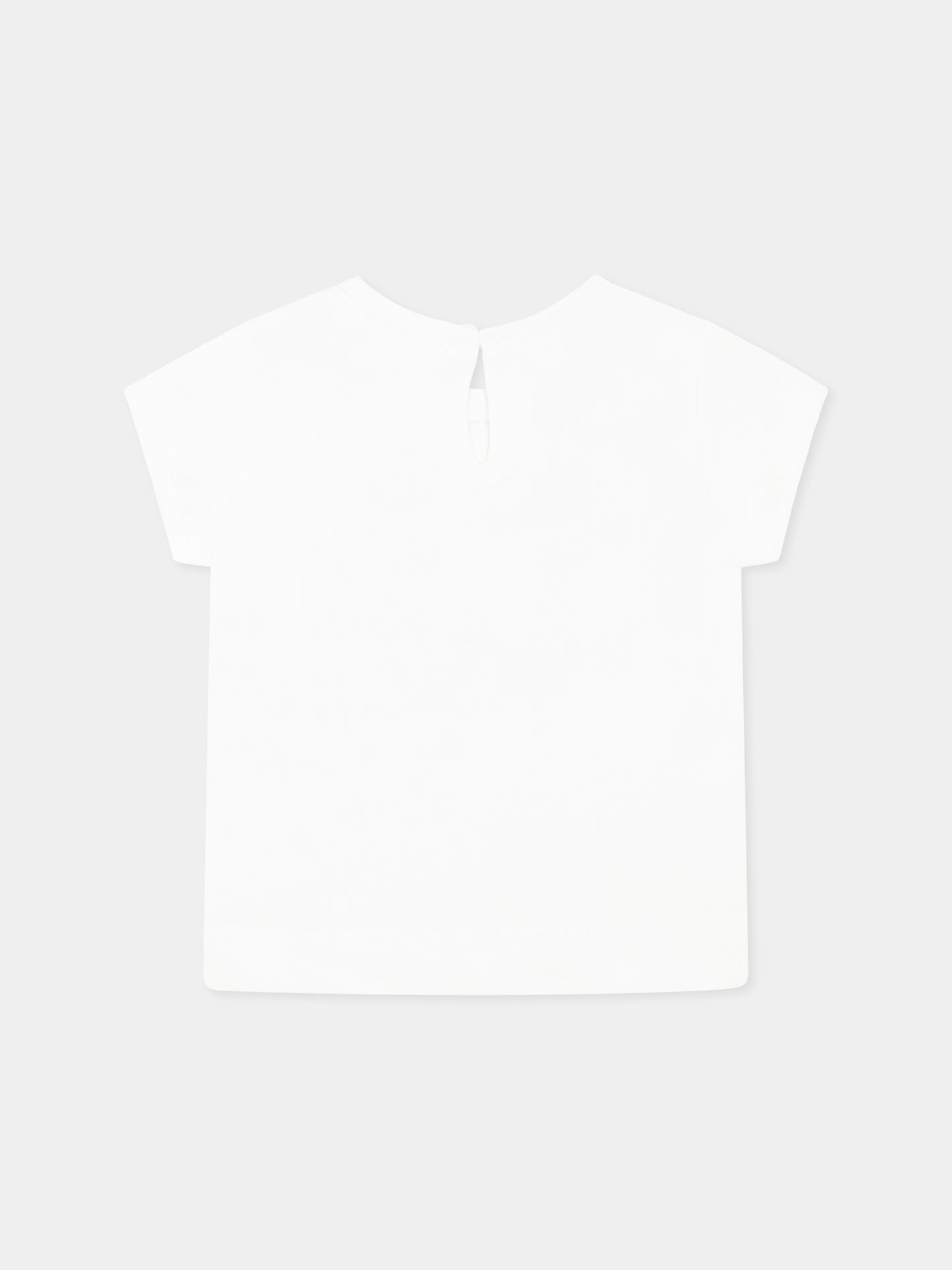 White t-shirt for baby girl with bow