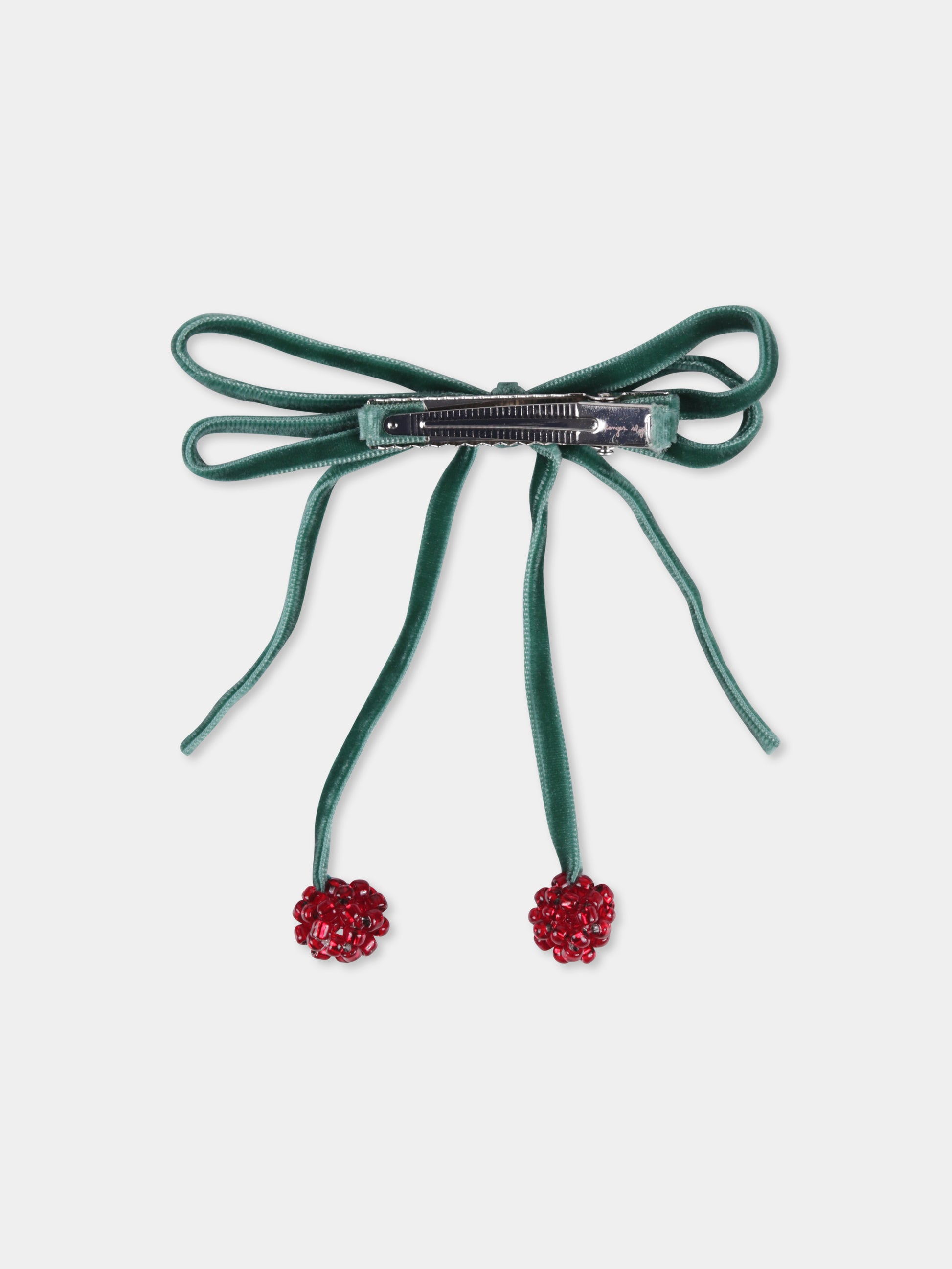 Set fermagli verde per bambina con ciliegie,Konges Sløjd,KS101850 SMOKE PINE