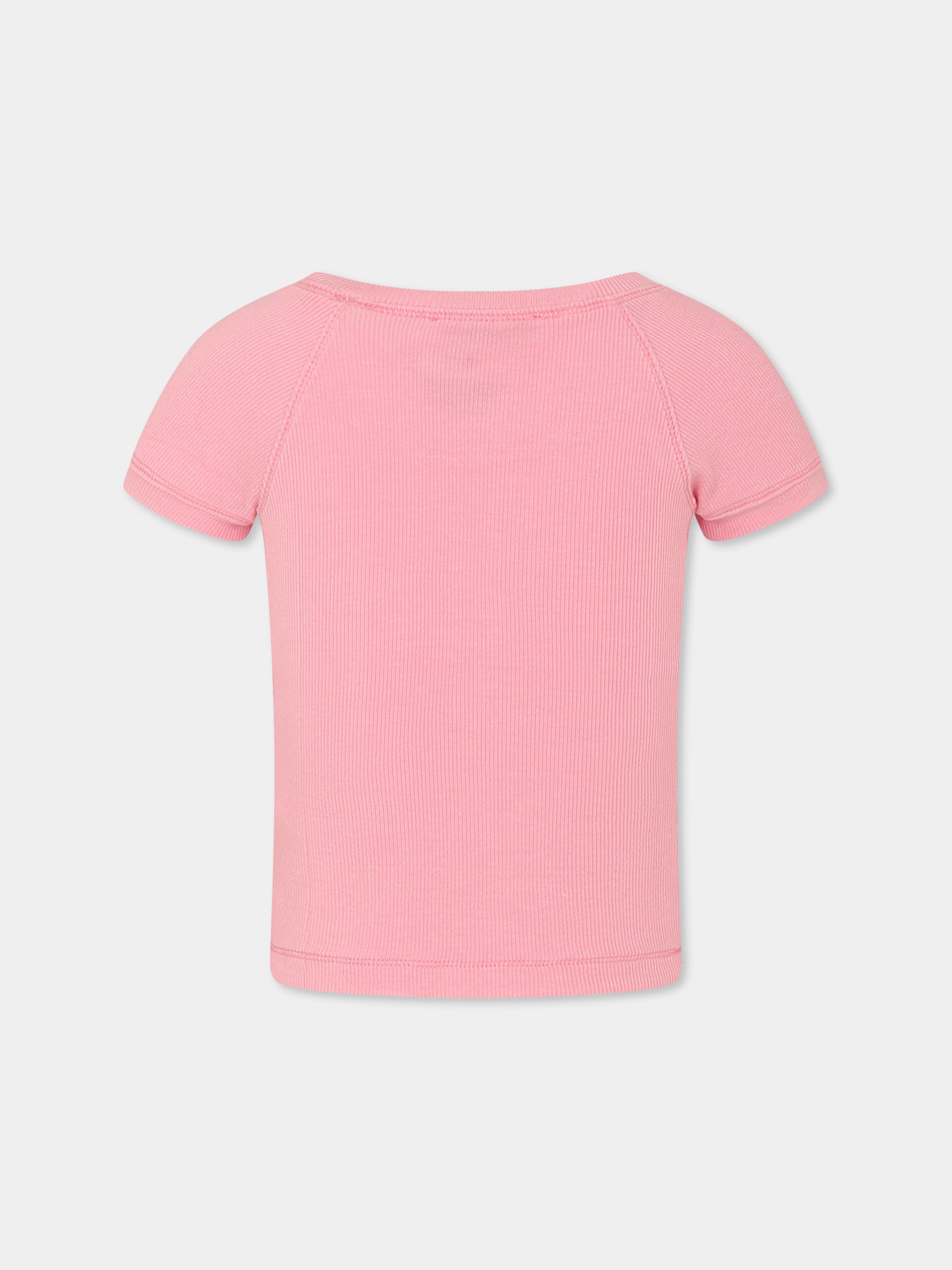 T-shirt rosa per bambina con logo,Philosophy,I1E617 5212 P090