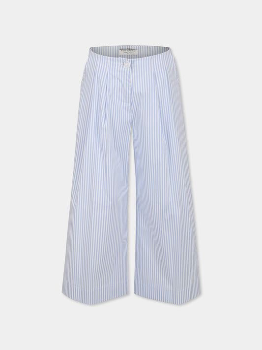 Pantaloni celesti per bambina con logo,Philosophy,I1E414 5146 P152