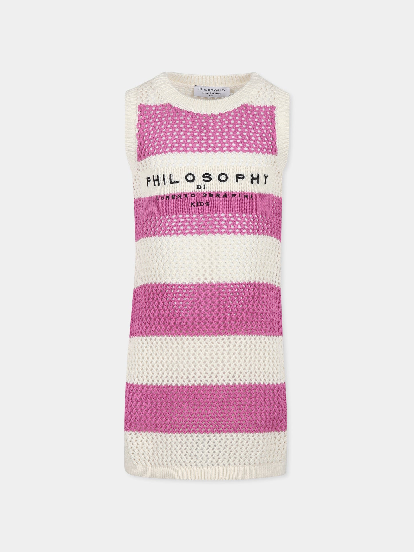 Vestito fucsia per bambina con logo,Philosophy,I9E035 5706 P493