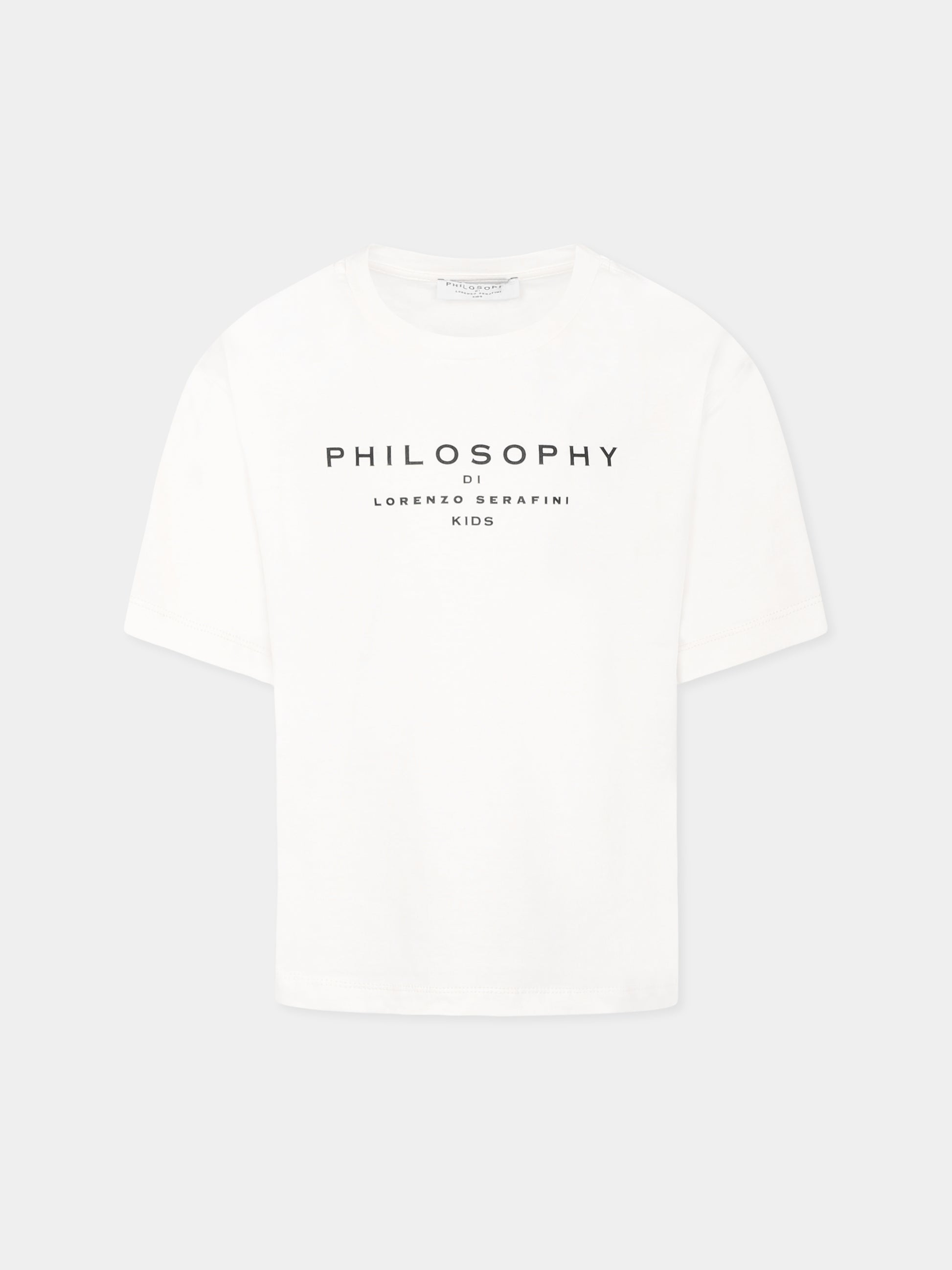 T-shirt bianca per bambina con logo,Philosophy,I1E605 5203 P001
