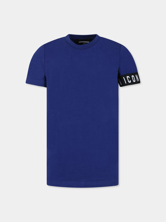 T-shirt blu per bambino con logo,Dsquared2,DQ1085 D008J DQ865