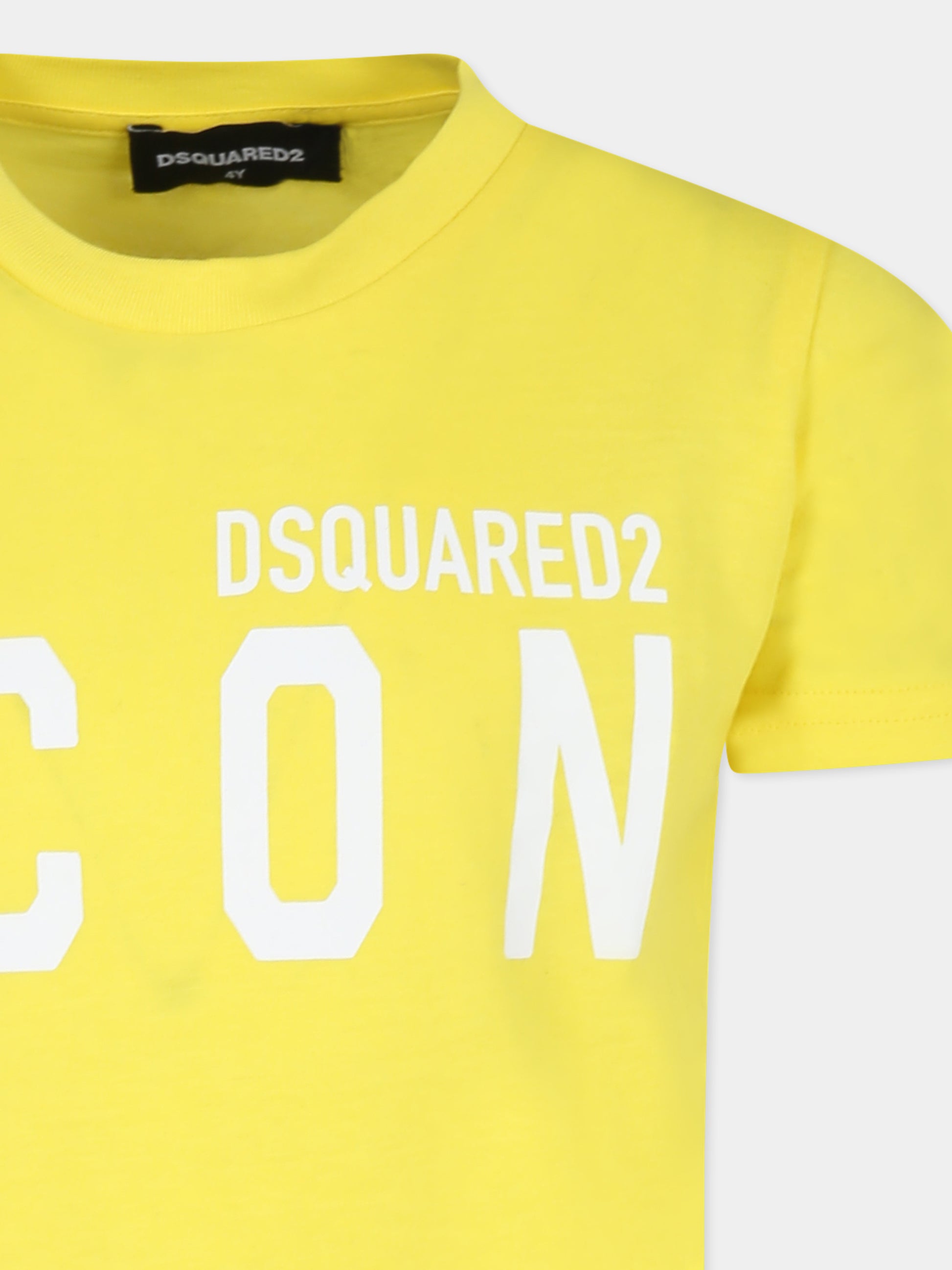 T-shirt gialla per bambino con logo,Dsquared2,DQ1359 D00MV DQ205