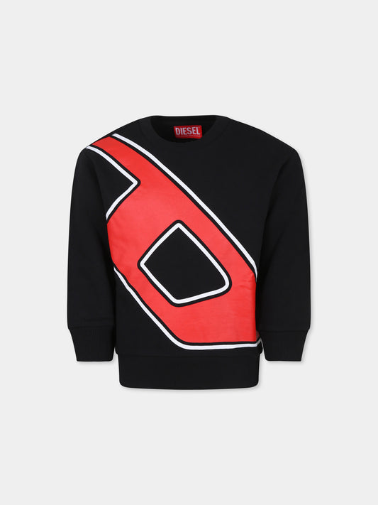 Felpa nera per bambino con logo,Diesel,J01906 KYAYE K900