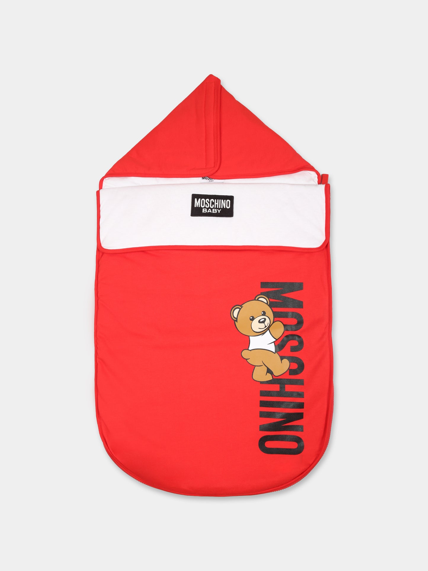 Sacco nanna rosso per neonati con Teddy Bear,Moschino Kids,MUE00P LCA30 50109