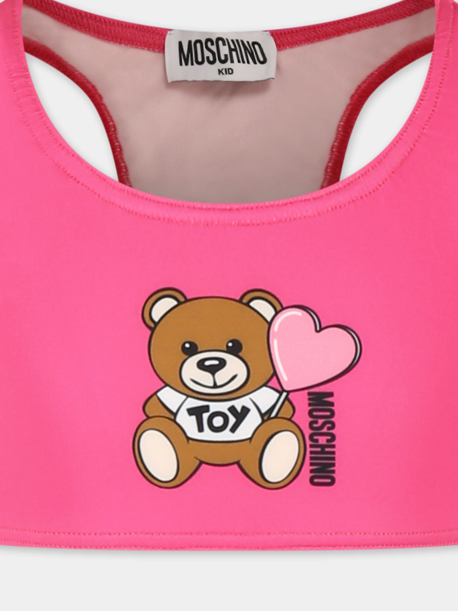 Bikini fucsia per bambina con Teddy Bear,Moschino Kids,HAL00P LKA00 50533