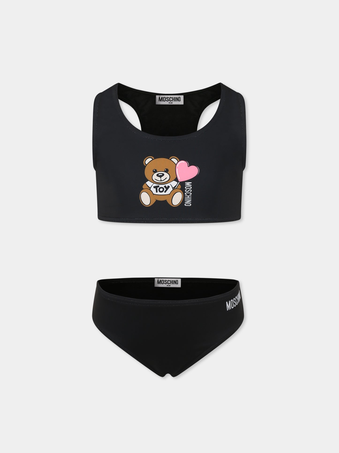Bikini nero per bambina con Teddy Bear,Moschino Kids,HAL00P LKA00 60100