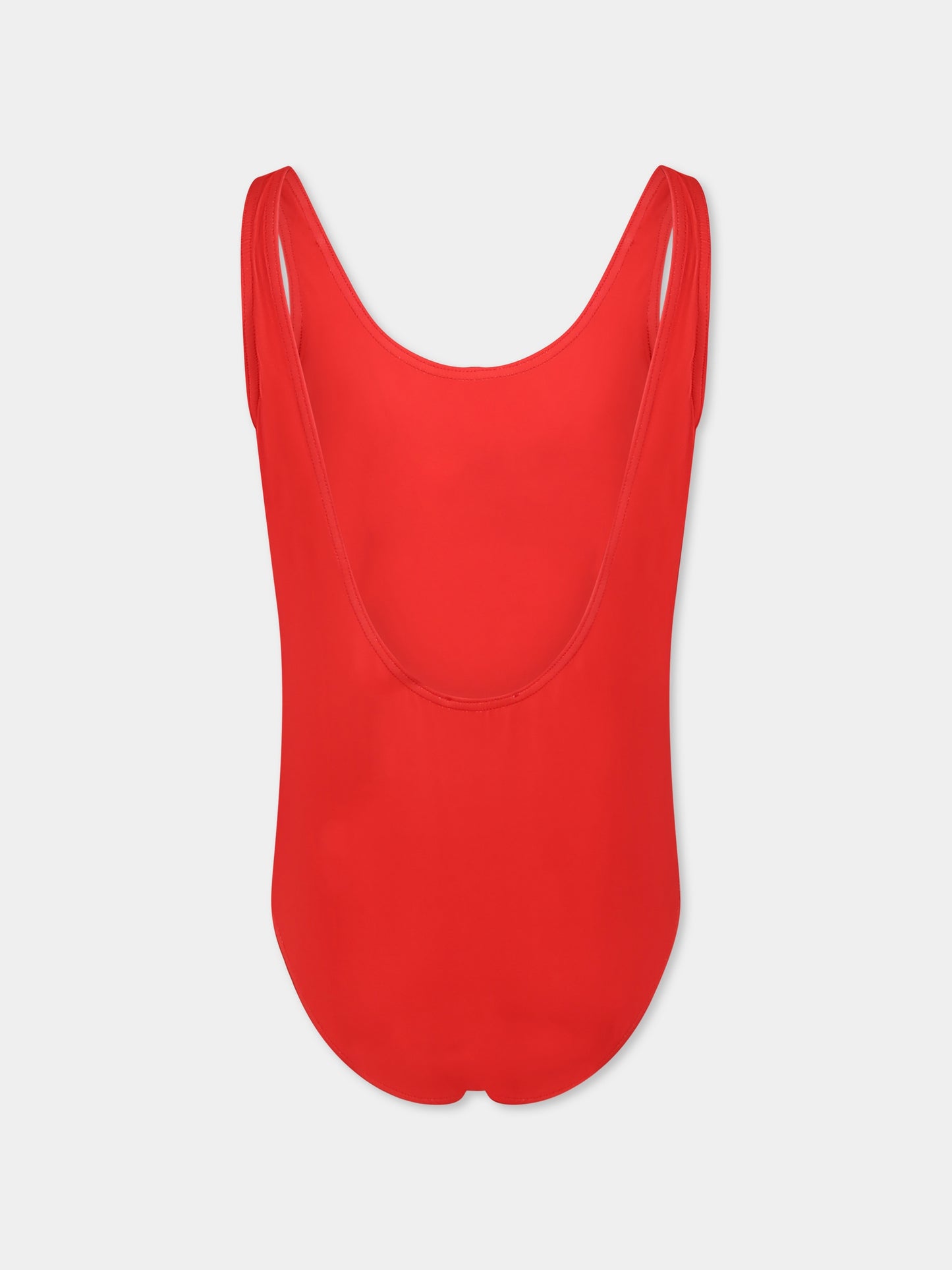 Costume intero rosso per bambina con logo,Moschino Kids,HDL013 LKA00 50109