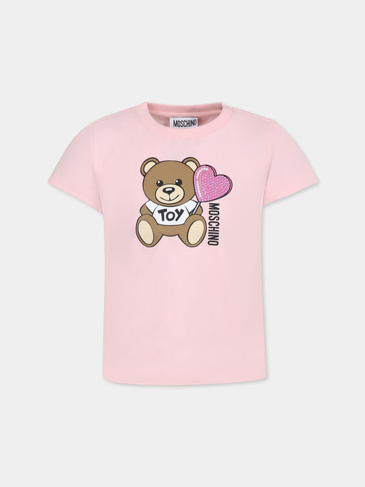 Pink sweatshirt for girl with Teddy Bear