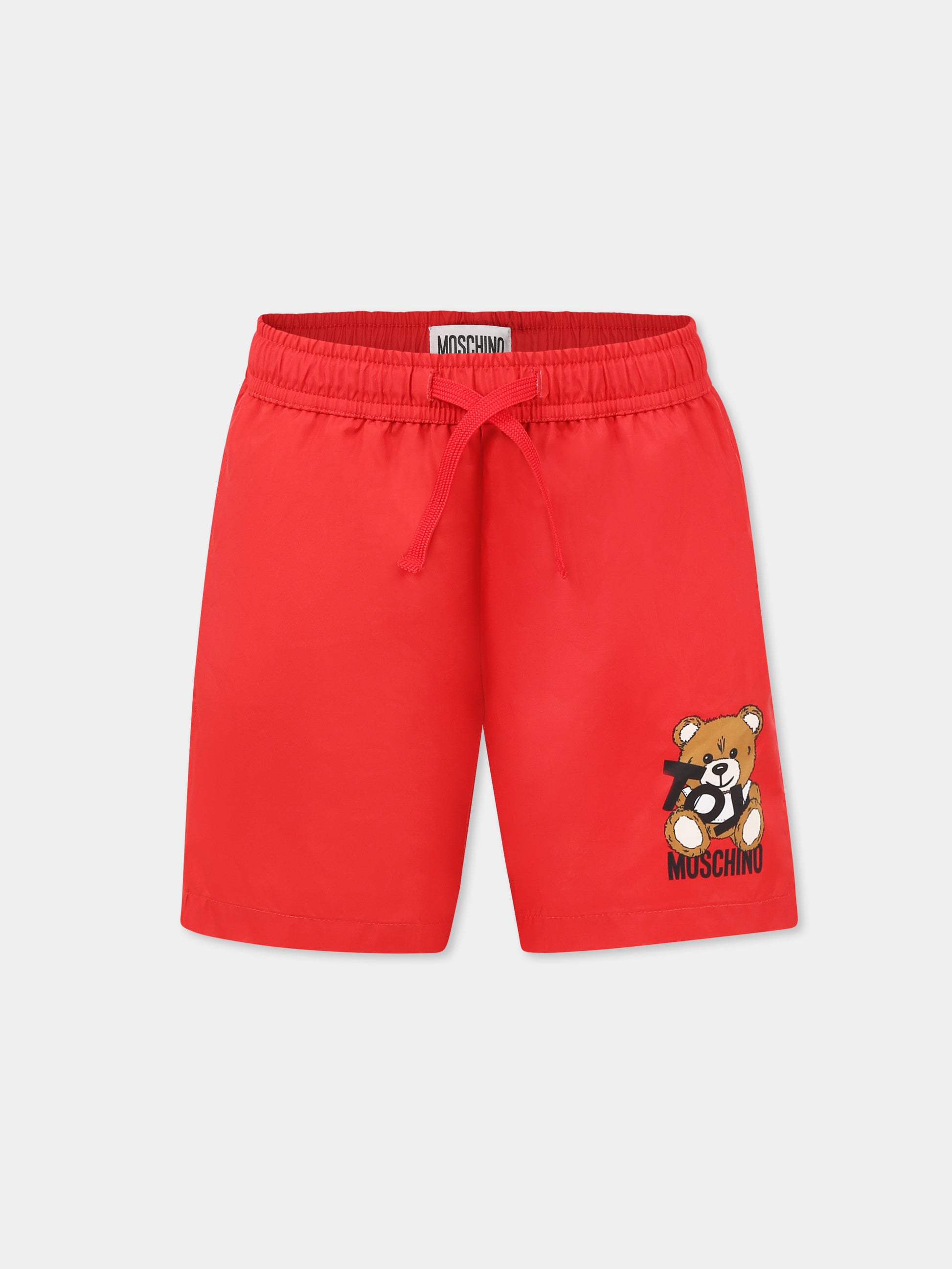 Boxer mare rosso per bambino con Teddy Bear,Moschino Kids,HRL01C LKA02 50109