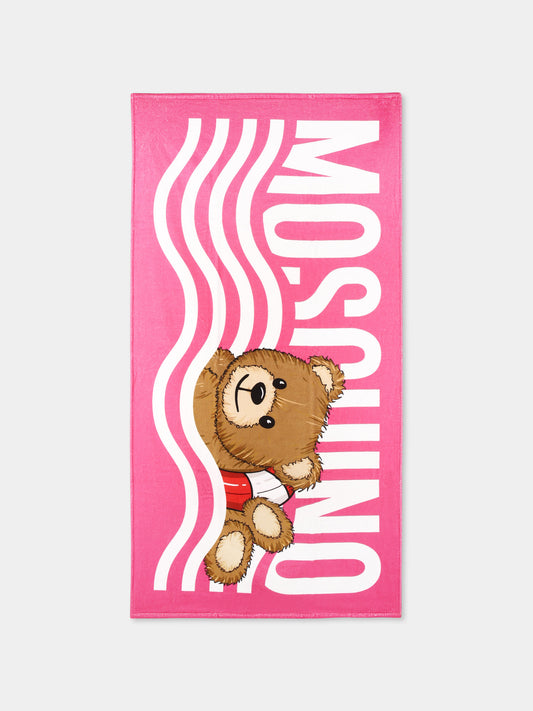 Telo mare fucsia per bambina con Teddy Bear,Moschino Kids,HSX01B LGA24 50533