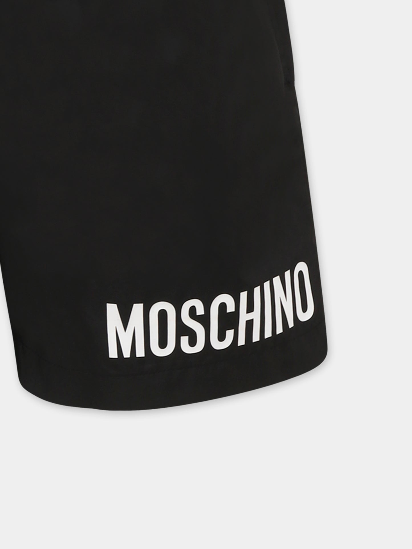 Black swim shorts for boy with logo