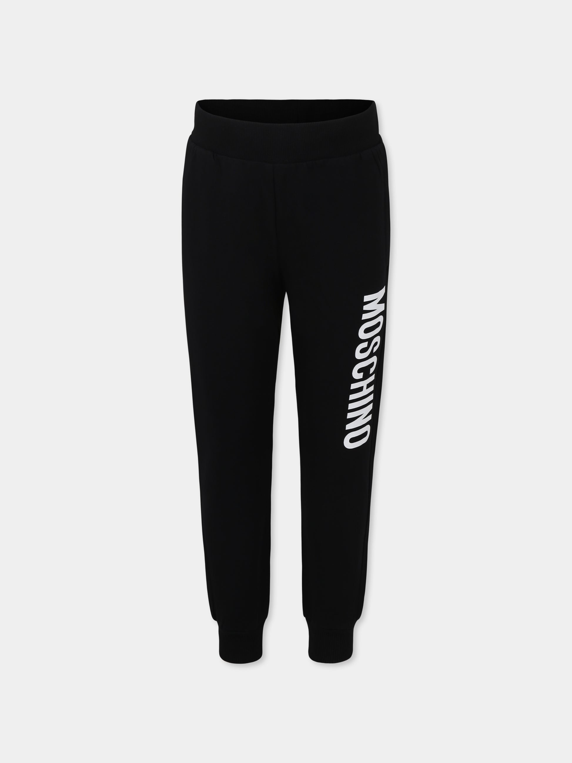 Pantaloni neri per bambini con logo,Moschino Kids,HUP08G LDA11 60100