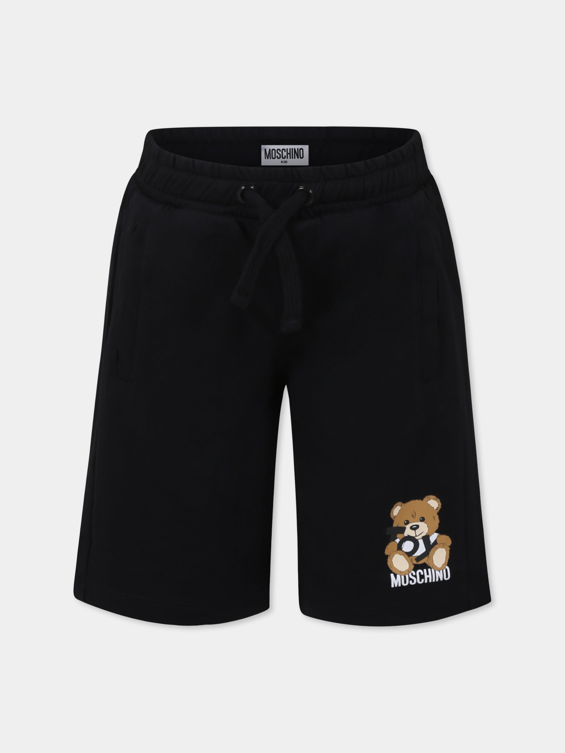 Shorts neri per bambino con Teddy Bear,Moschino Kids,HUQ02A LCA19 60100