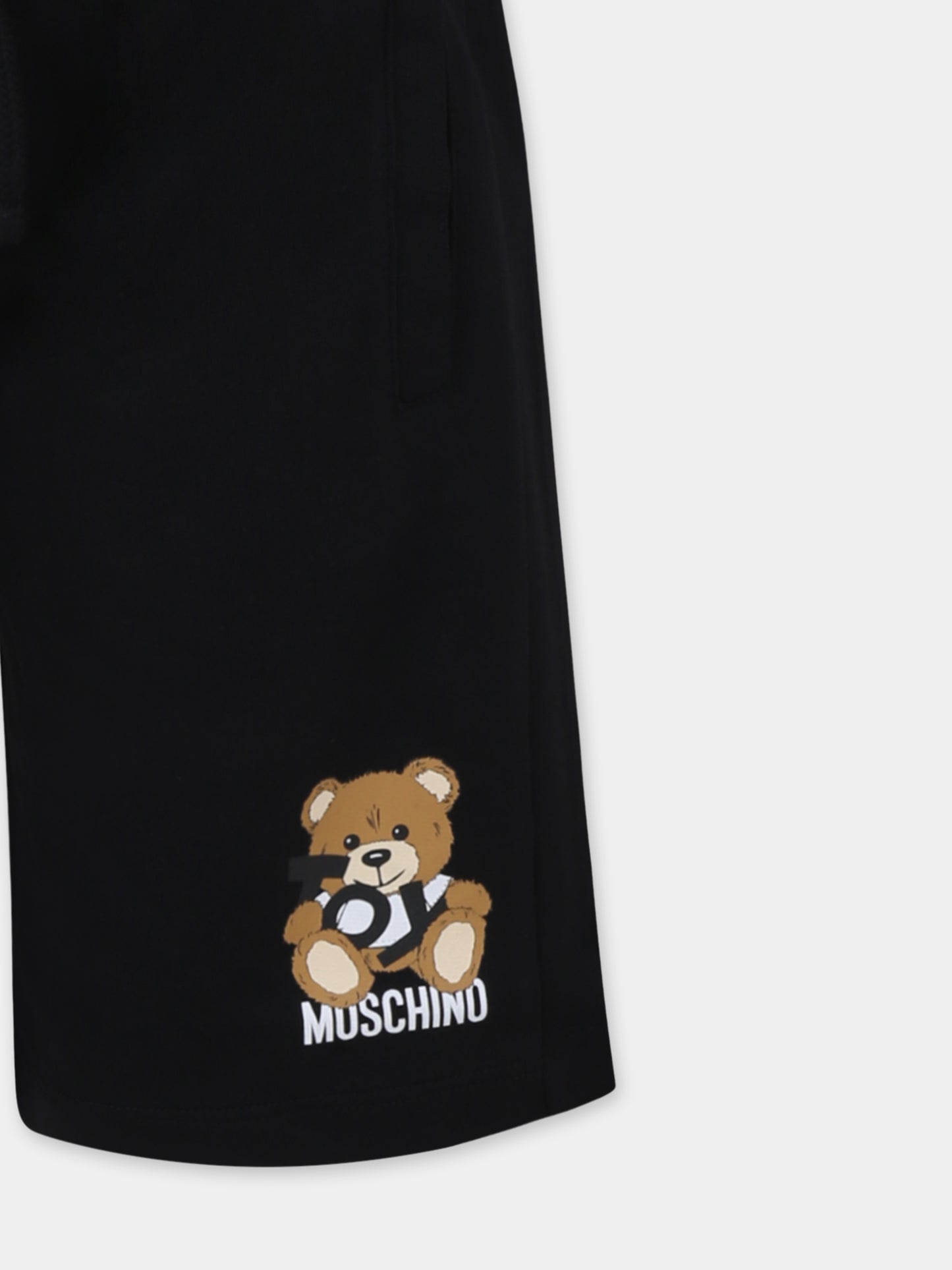 Shorts neri per bambino con Teddy Bear,Moschino Kids,HUQ02A LCA19 60100