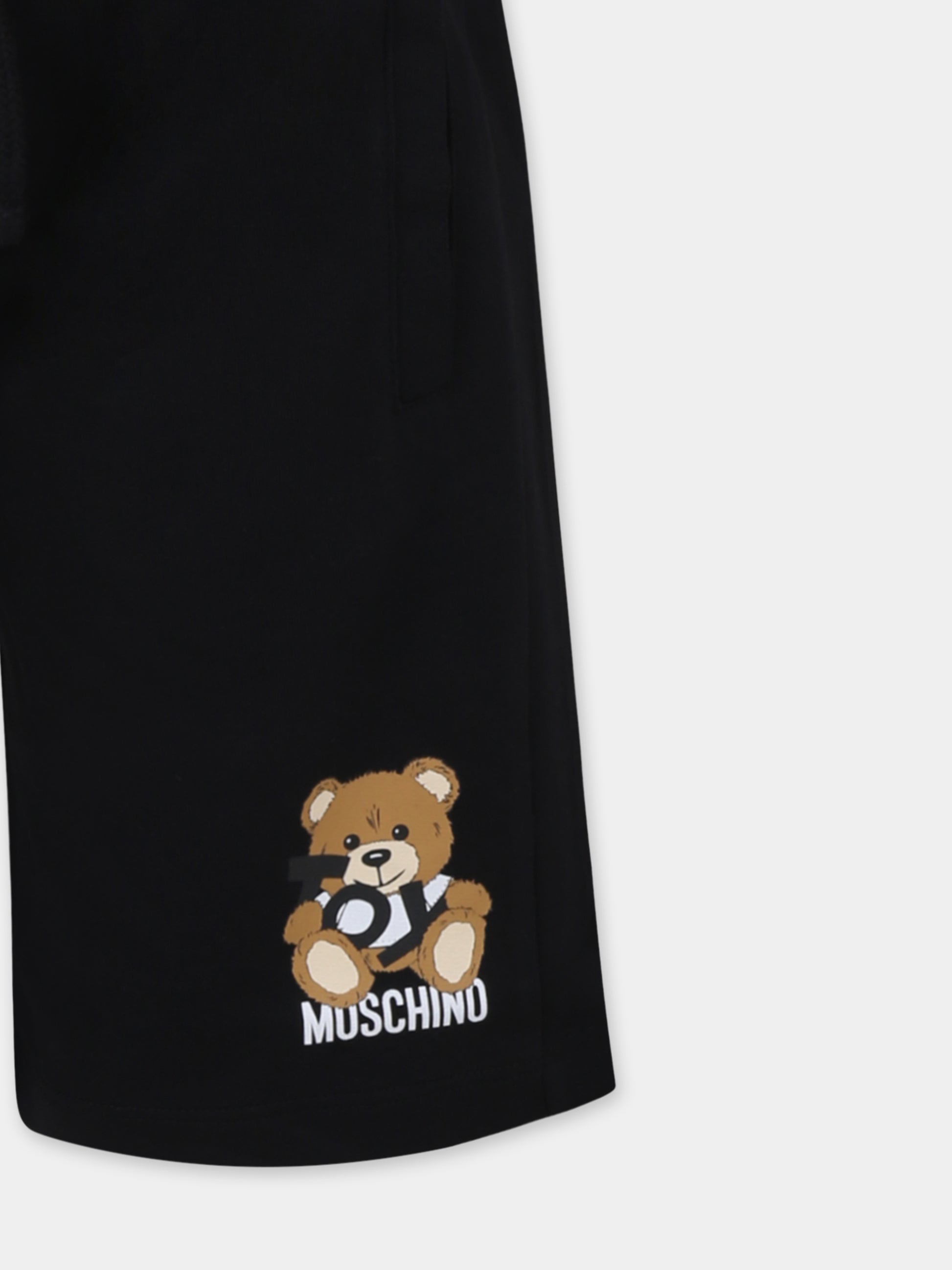 Shorts neri per bambino con Teddy Bear,Moschino Kids,HUQ02A LCA19 60100