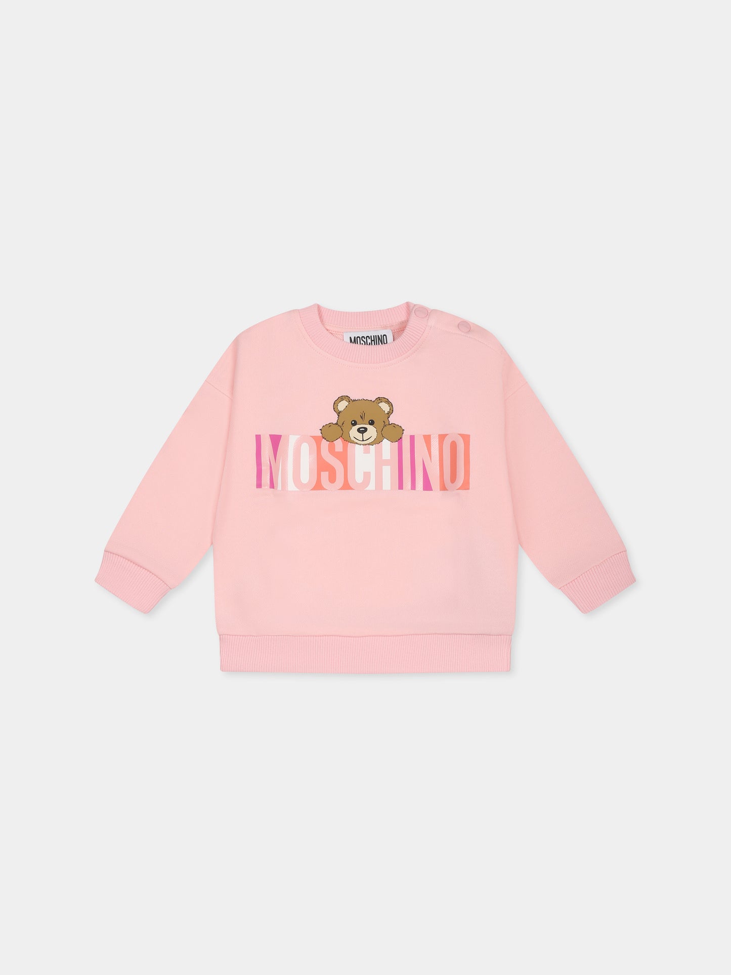 Pink sweatshirt for baby girl with Teddy Bear