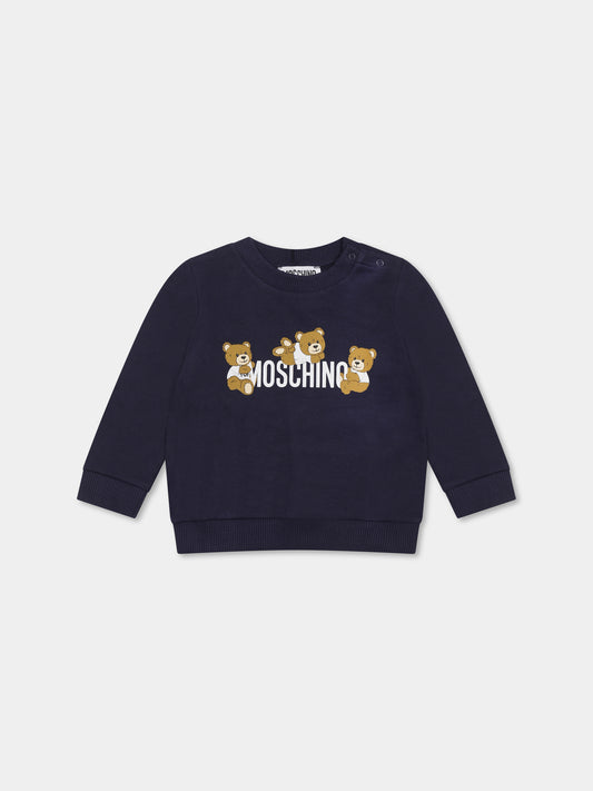 Blue sweatshirt for babykids with Teddy Bears