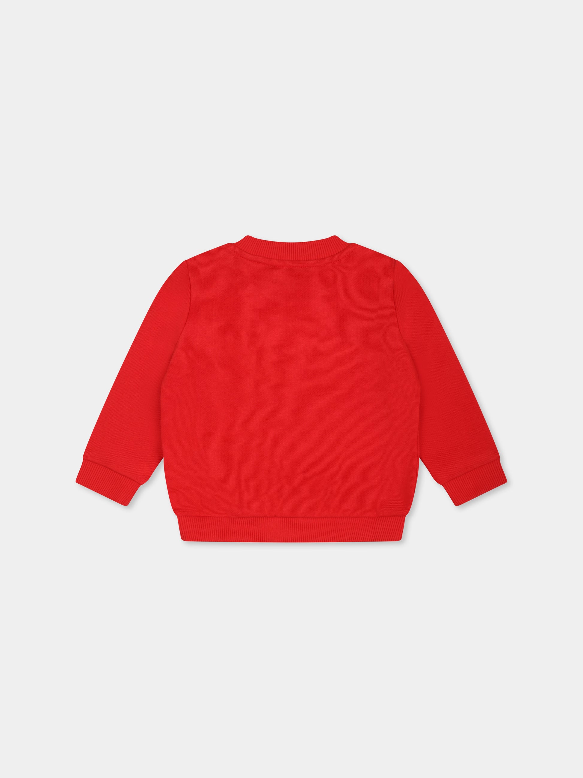Felpa rossa per neonati con tre Teddy Bears,Moschino Kids,M9F04Q LCA19 50109