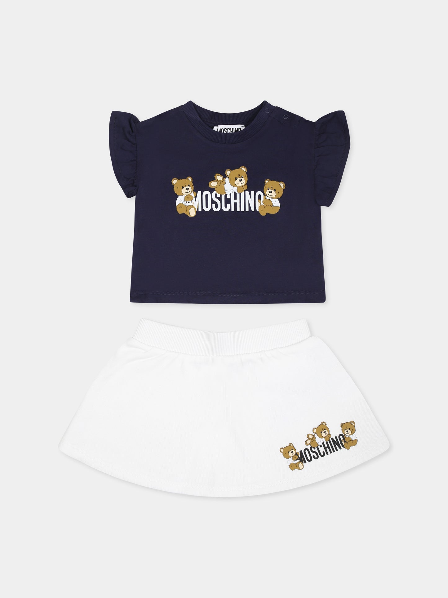 Completo multicolor per neonata con tre Teddy Bears,Moschino Kids,MAG01G LCA19 85269