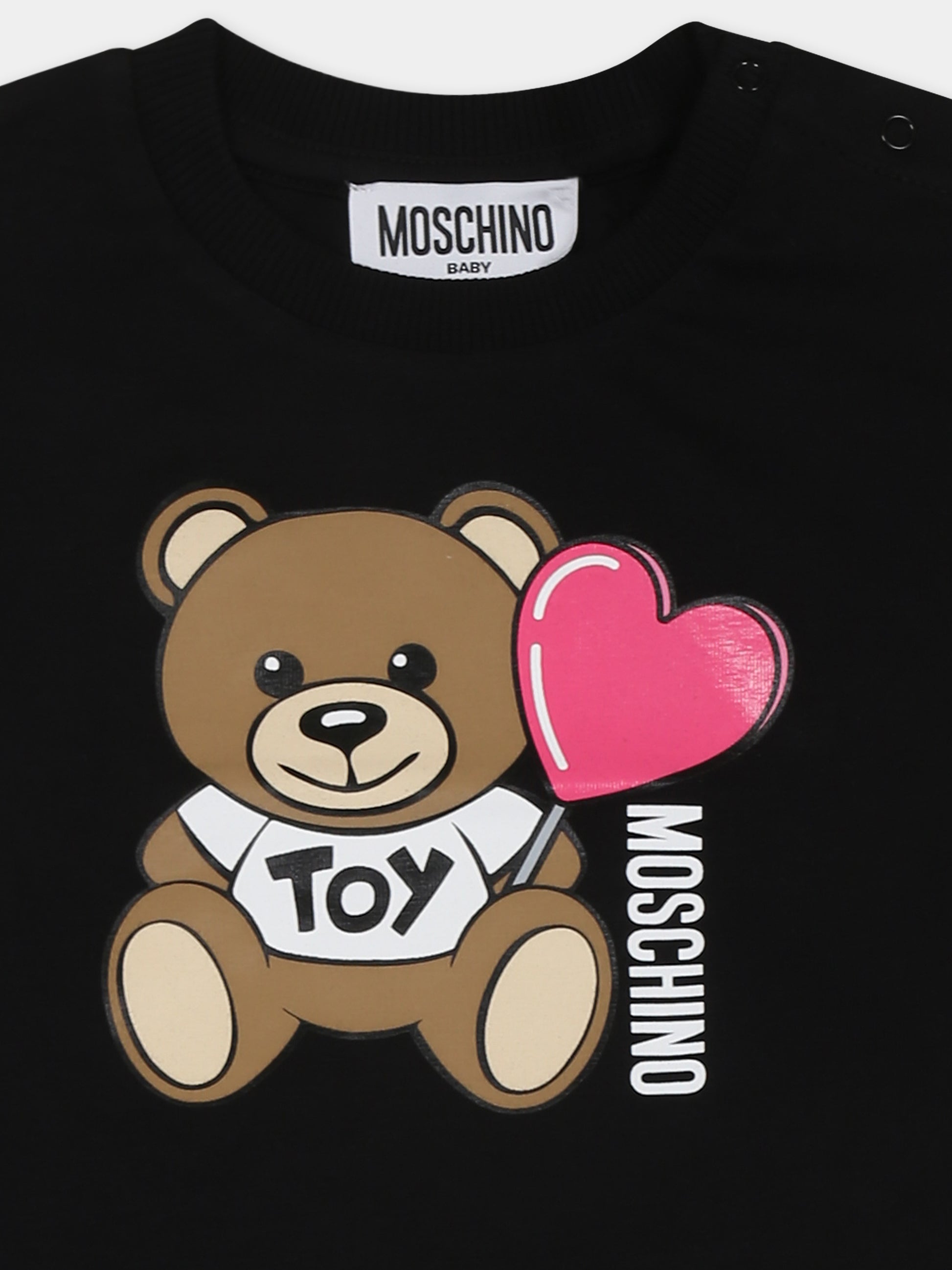 Completo nero per neonata con Teddy Bear e logo,Moschino Kids,MDG01G LAA40 60100