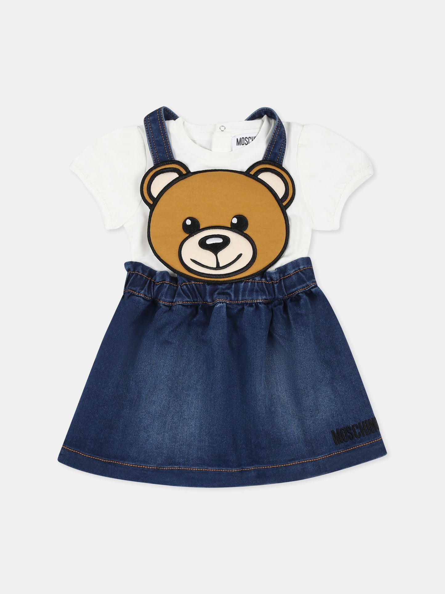 Completo blu per neonata con Teddy Bear,Moschino Kids,MDG01K LXE43 10063