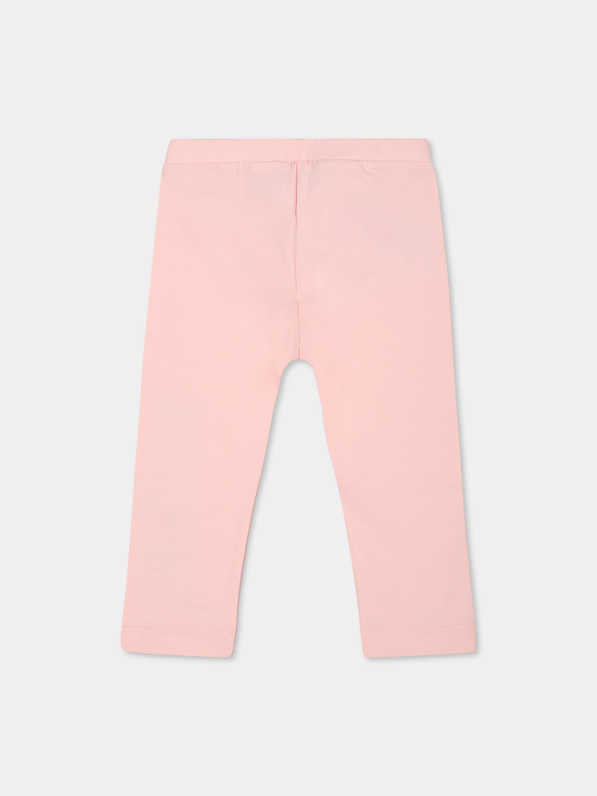 Leggings rosa per neonata con logo,Moschino Kids,MDP03D LBA00 50209