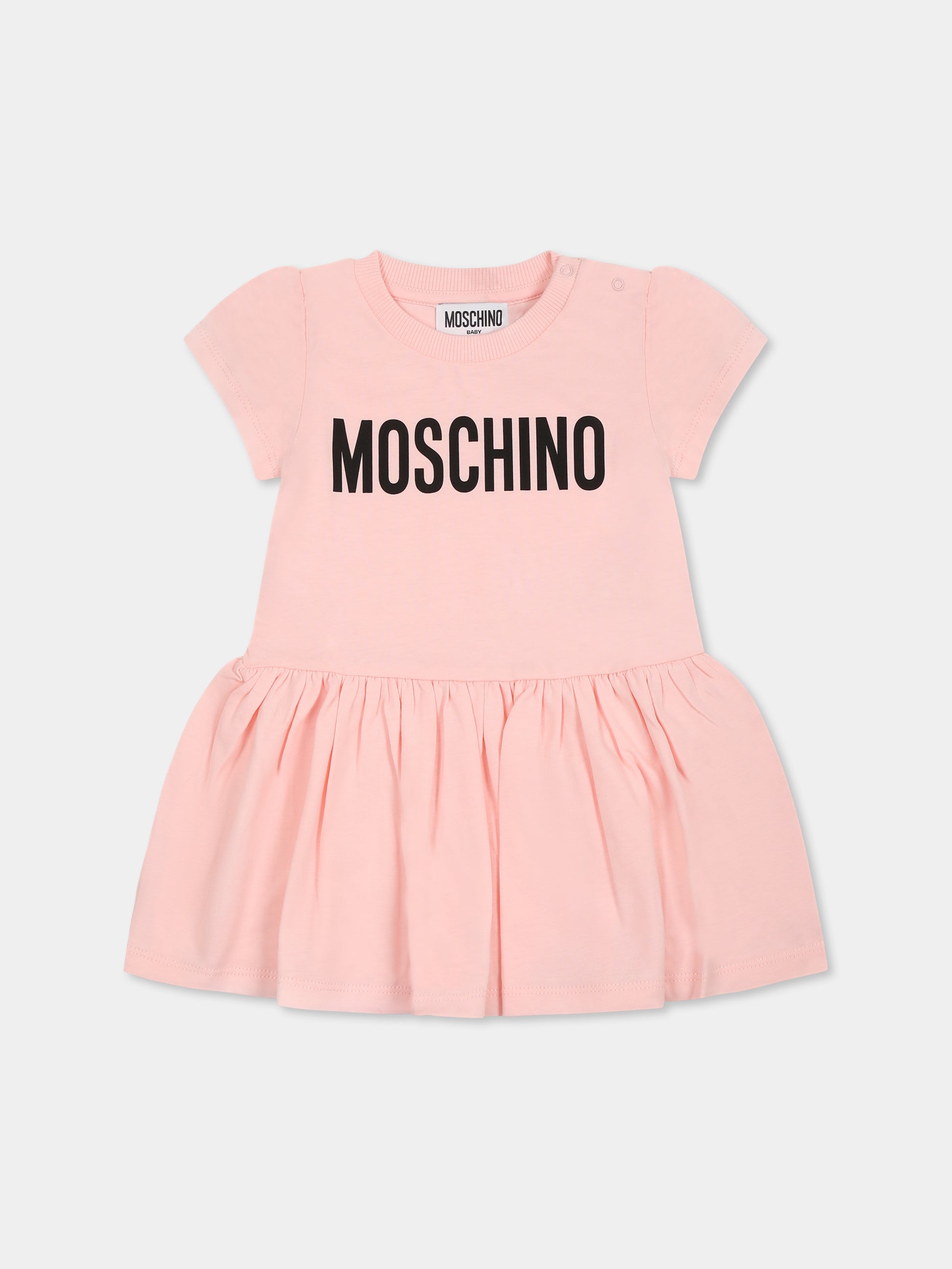 Vestito rosa per neonata con logo,Moschino Kids,MDV0CJ LAA02 50209