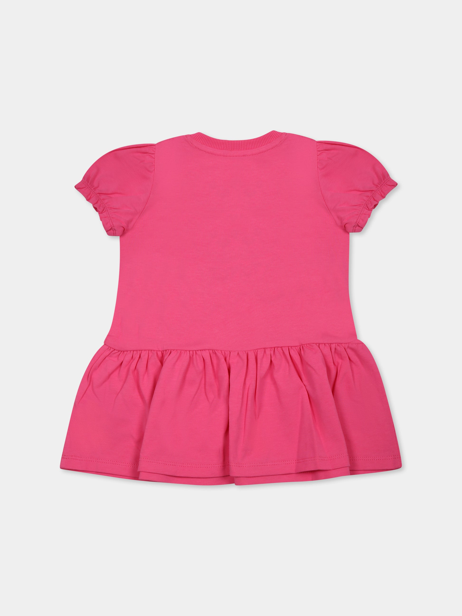 Vestito fucsia per neonata con Teddy Bear,Moschino Kids,MDV0CK LBA00 50533