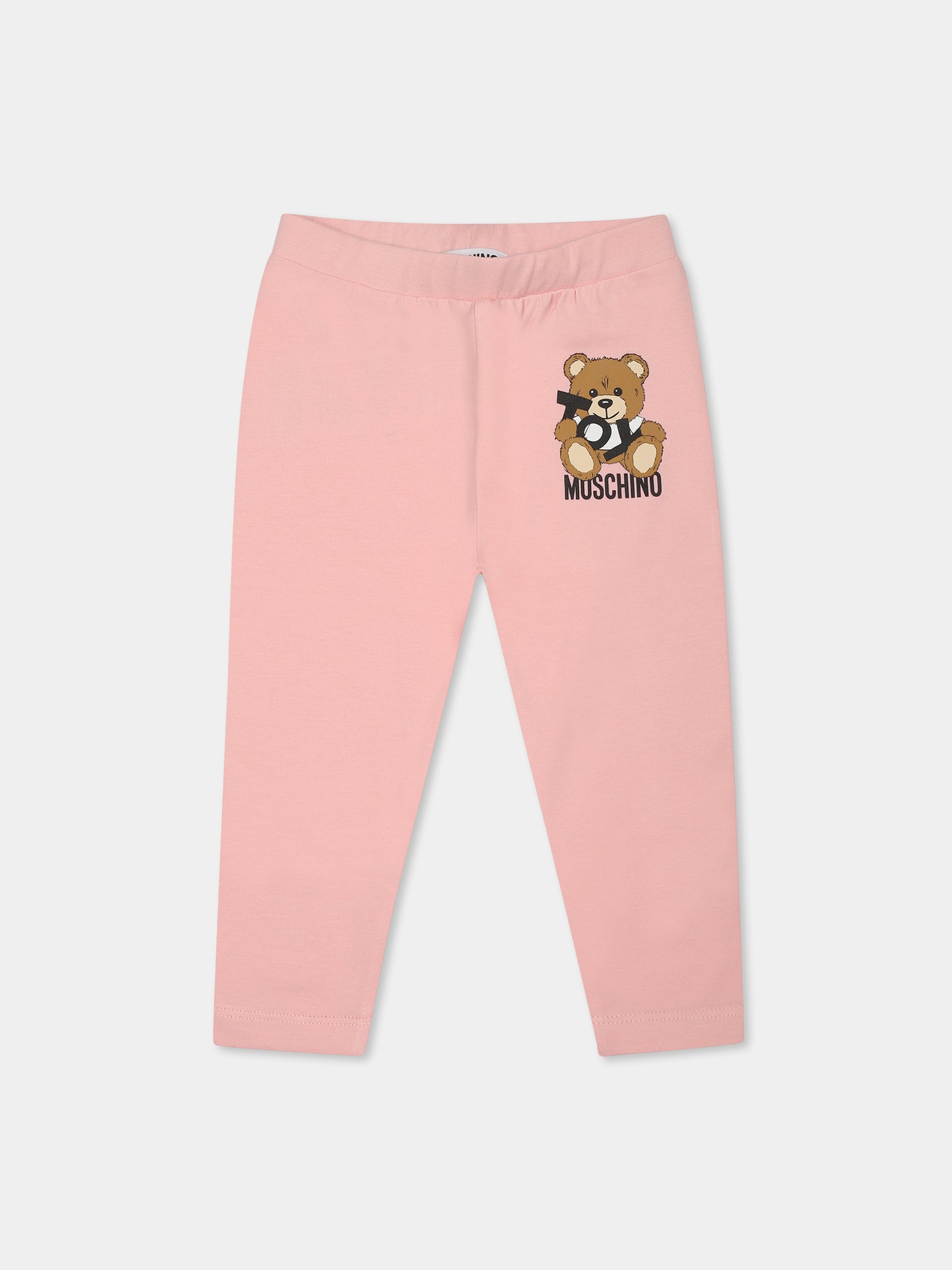 Leggings rosa per neonata con Teddy Bear,Moschino Kids,MFP032 LBA00 50209