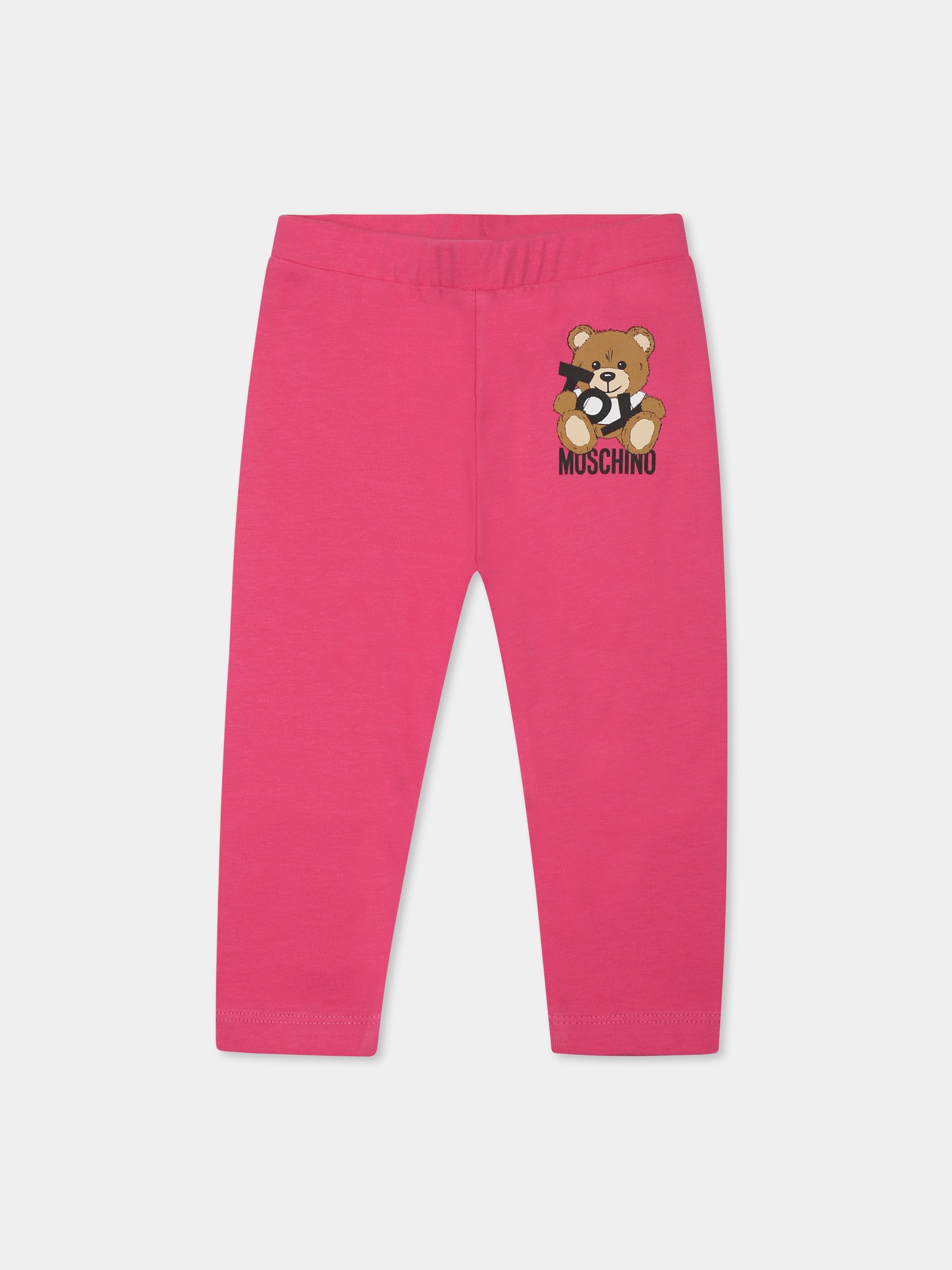 Leggings fucsia per neonata con Teddy Bear,Moschino Kids,MFP032 LBA00 50533