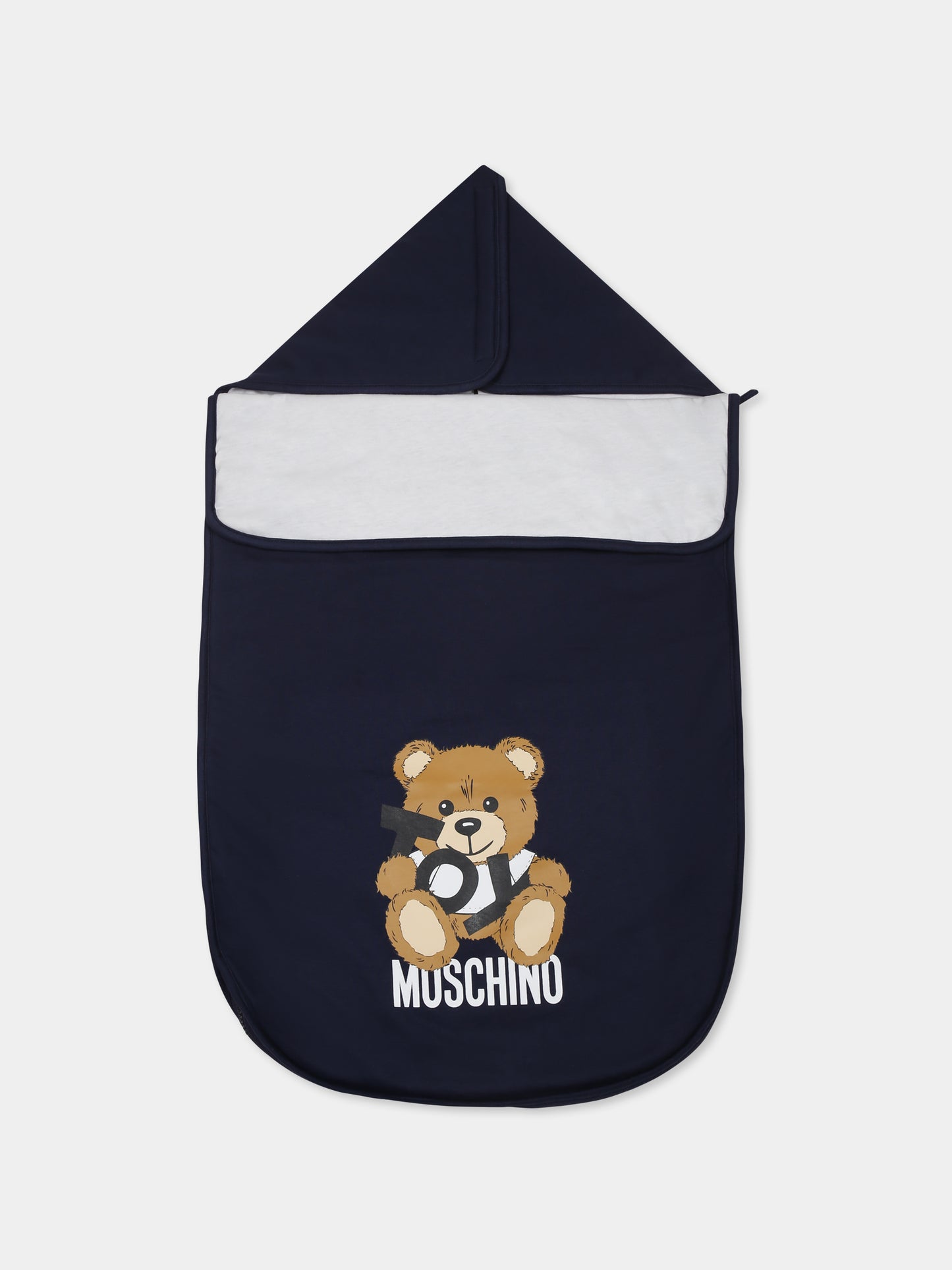 Sacco nanna blu per neonati con Teddy Bear,Moschino Kids,MME00P LCA19 40016