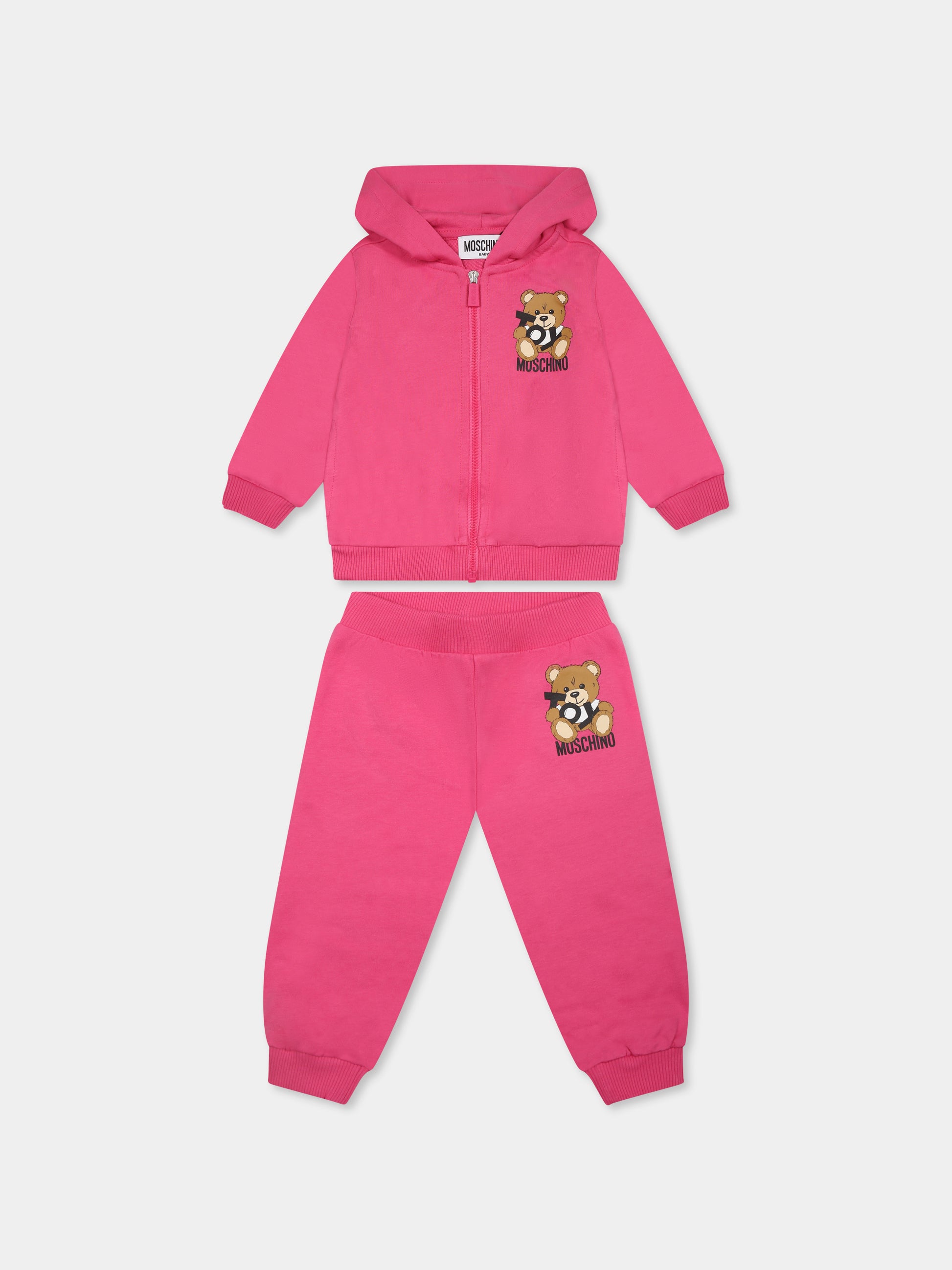 Completo fucsia per neonata con Teddy Bear,Moschino Kids,MMK04R LCA19 50533