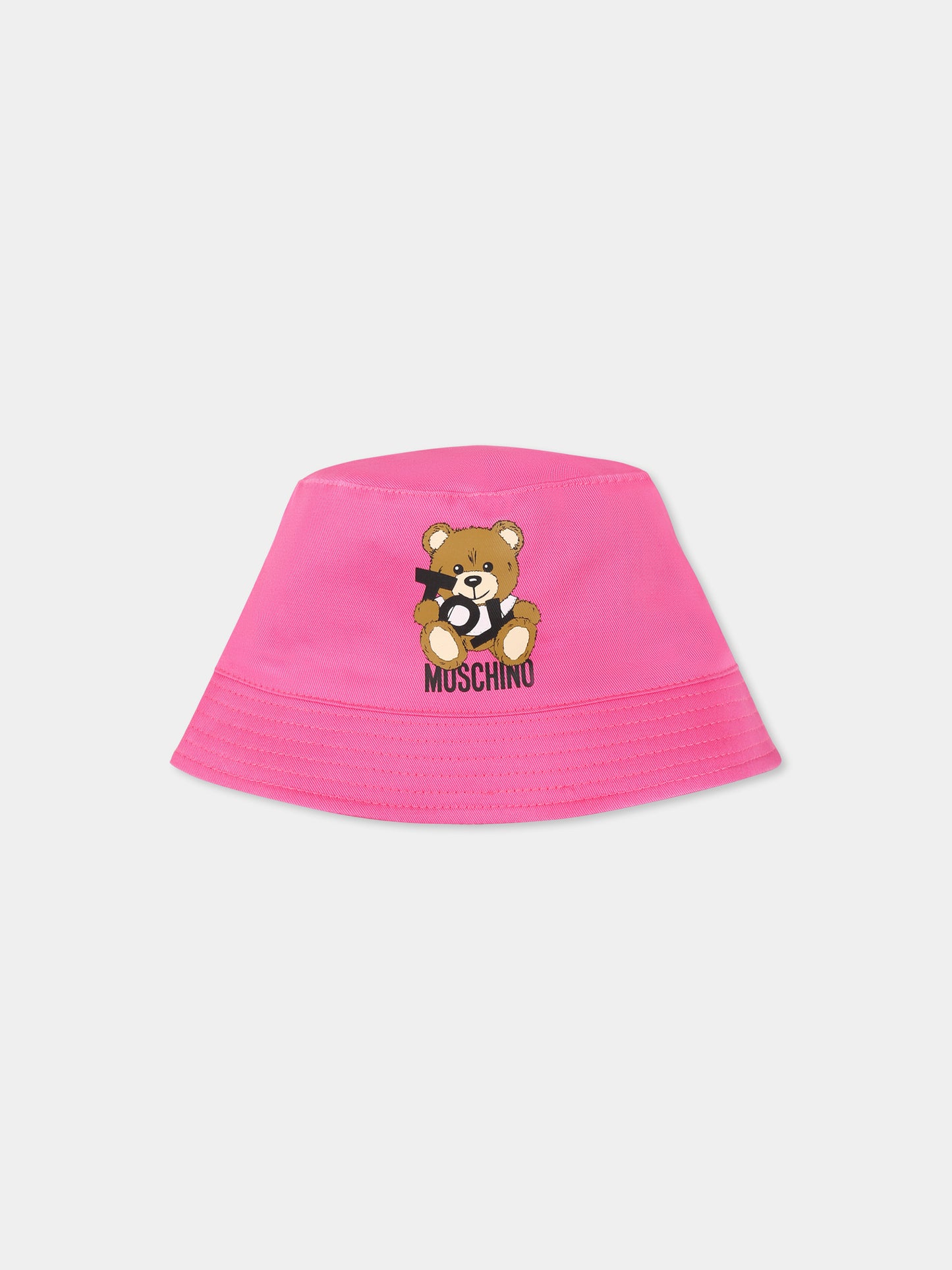 Cloche fucsia per neonata con Teddy Bear e logo nero,Moschino Kids,MMX057 LPA01 50533