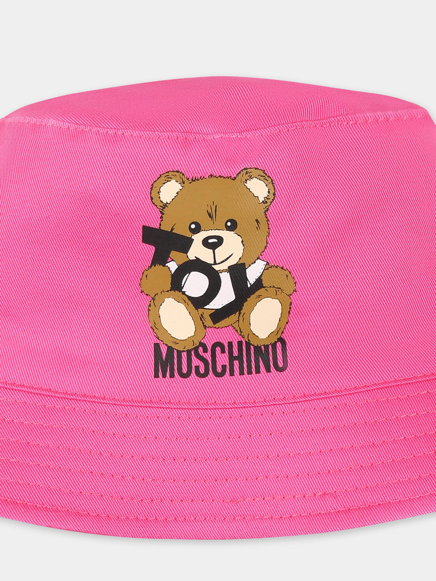 Cloche fucsia per neonata con Teddy Bear e logo nero,Moschino Kids,MMX057 LPA01 50533