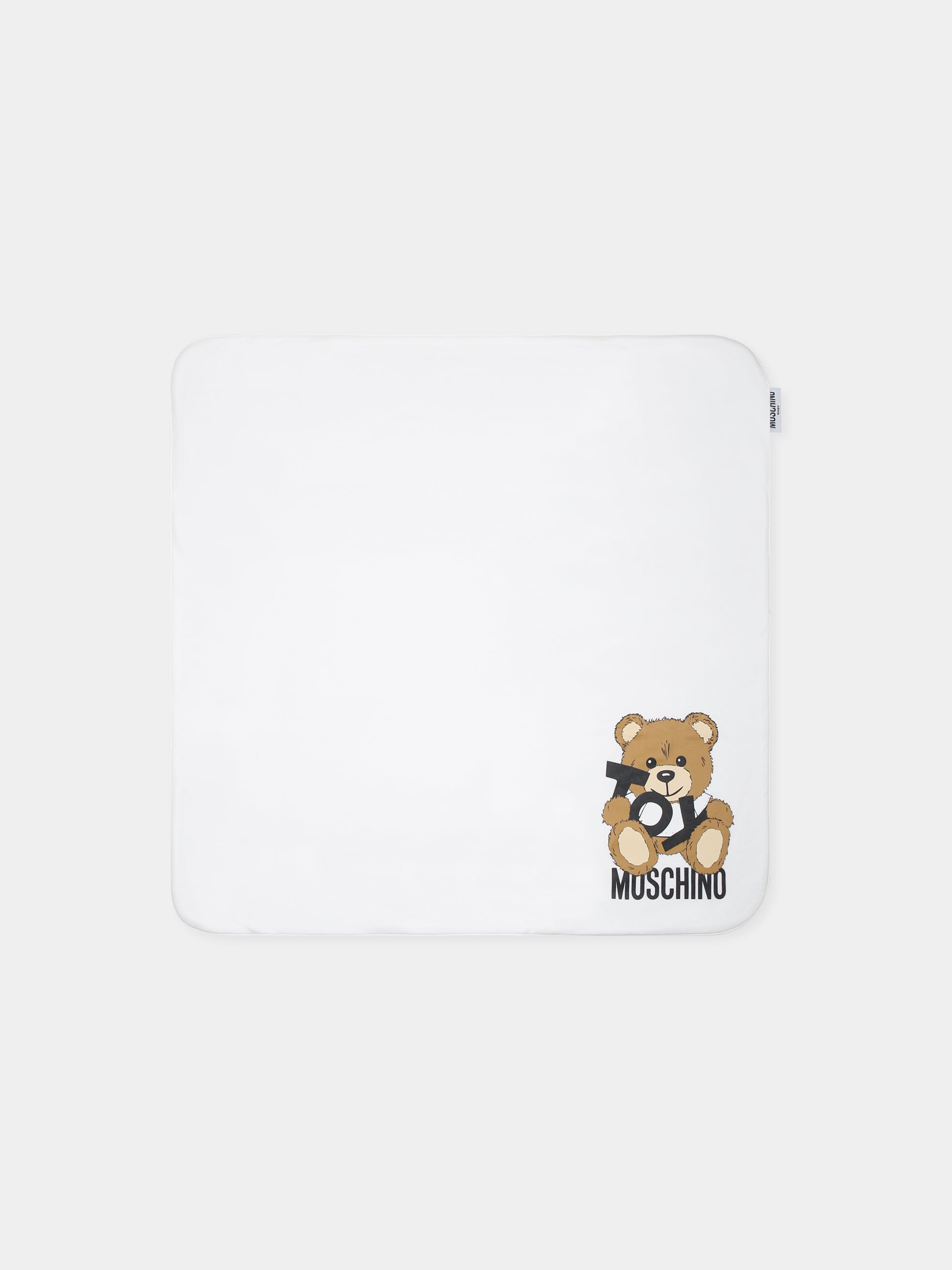 Coperta bianca per neonati con Teddy Bear,Moschino Kids,MNB00F LCA19 10101